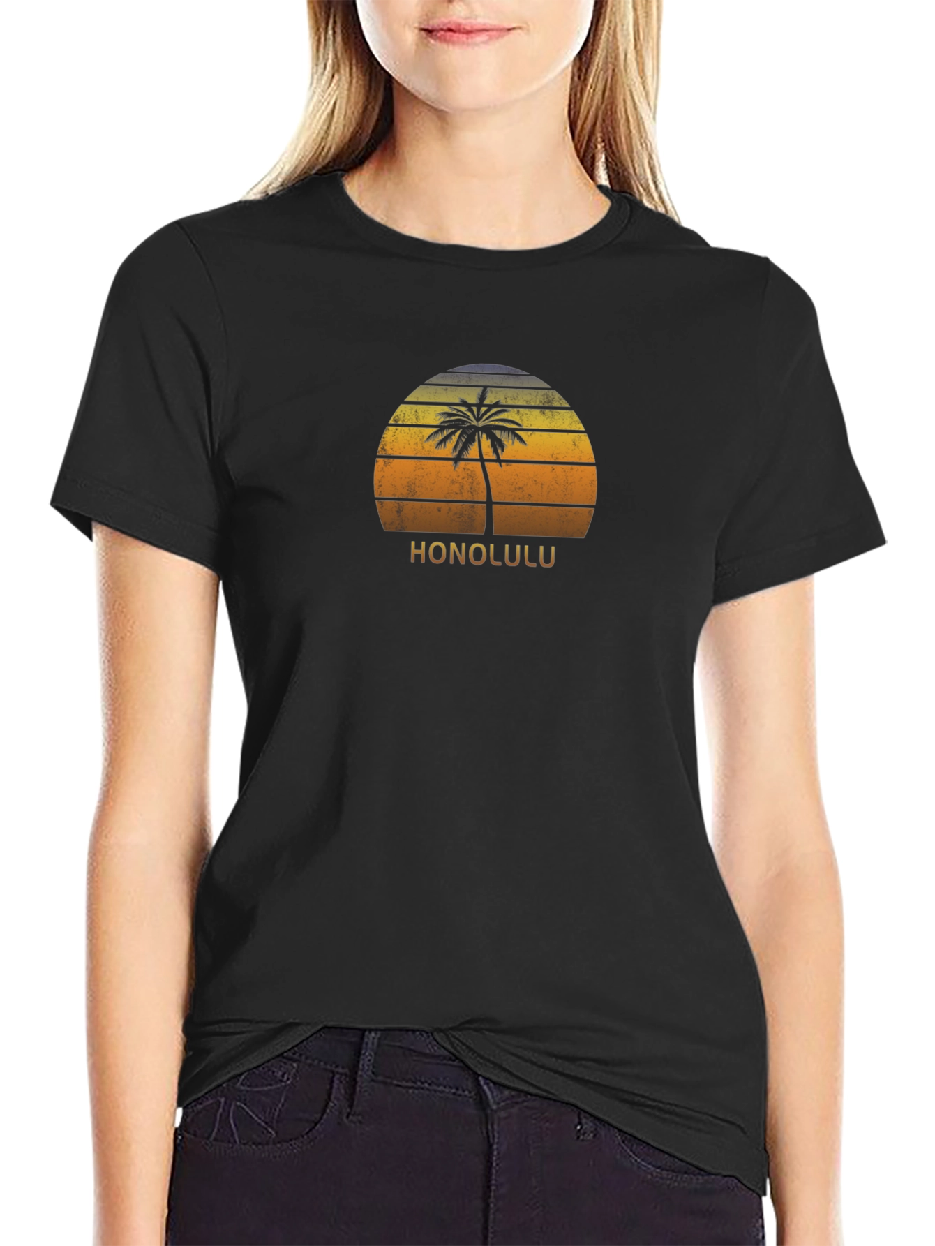 Honolulu Palm Tree Sunset Graphic Tee - Island Style