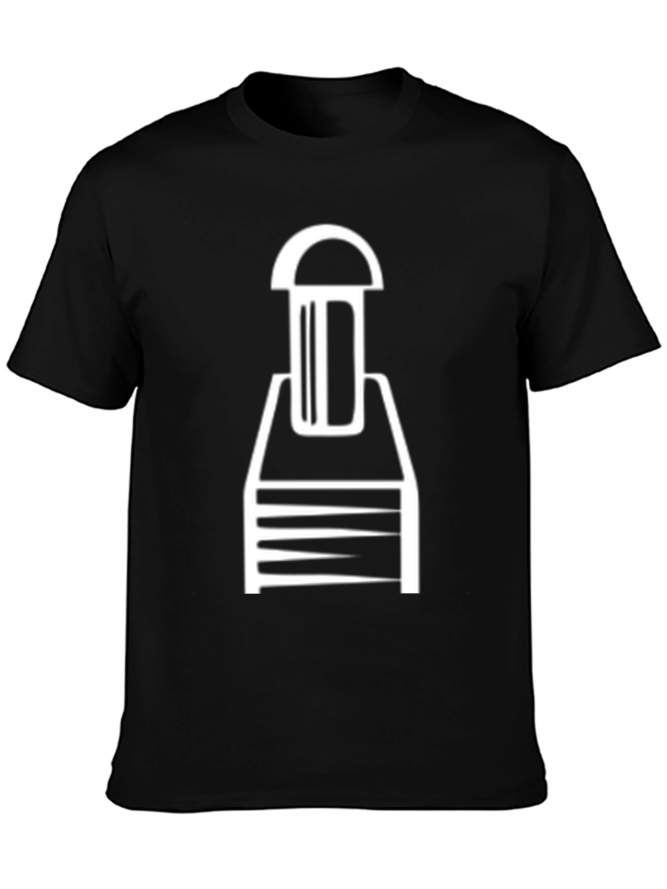 Abstract White Graphic Print Black Cotton Tee