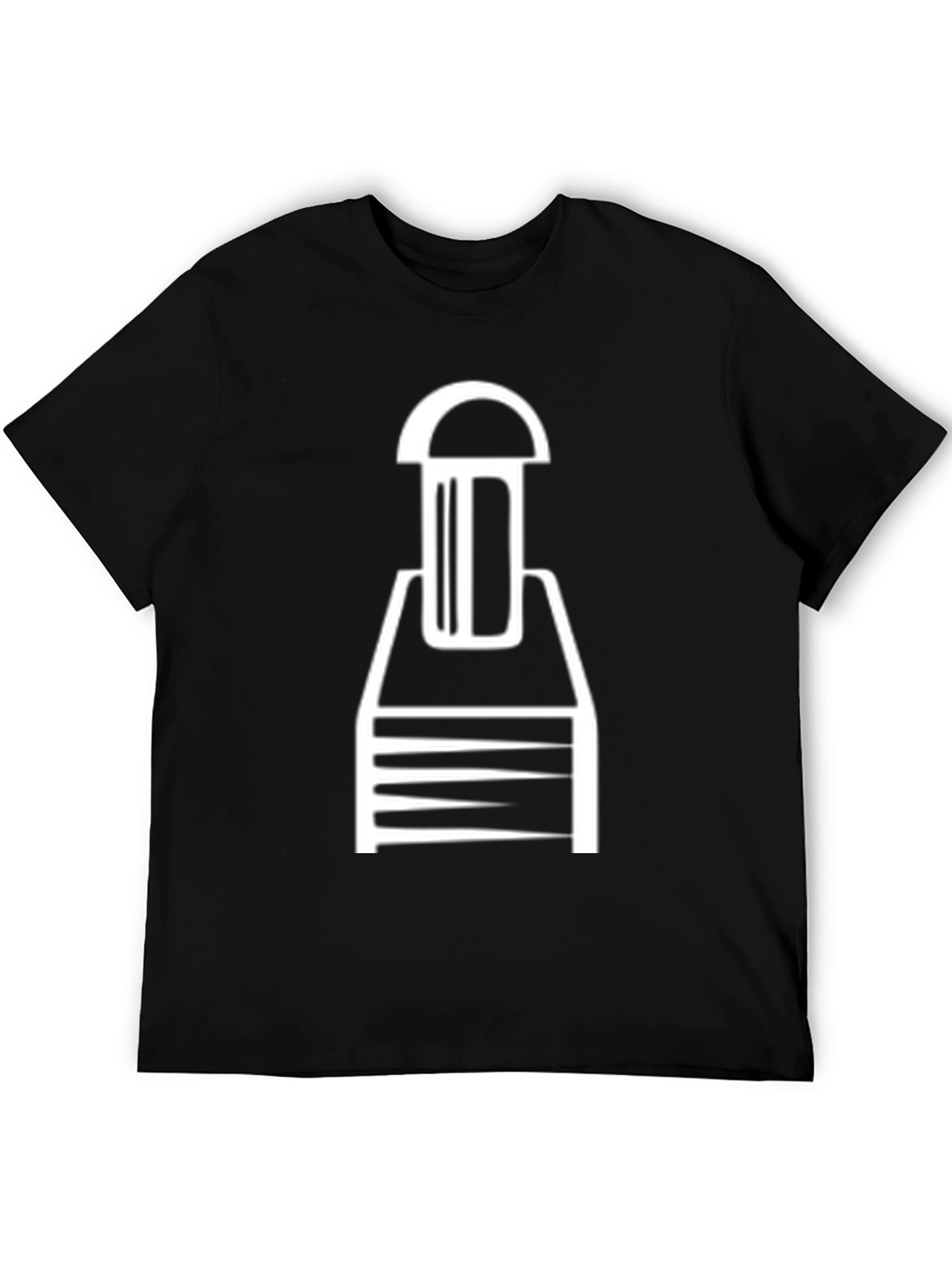 Abstract White Graphic Print Black Cotton Tee