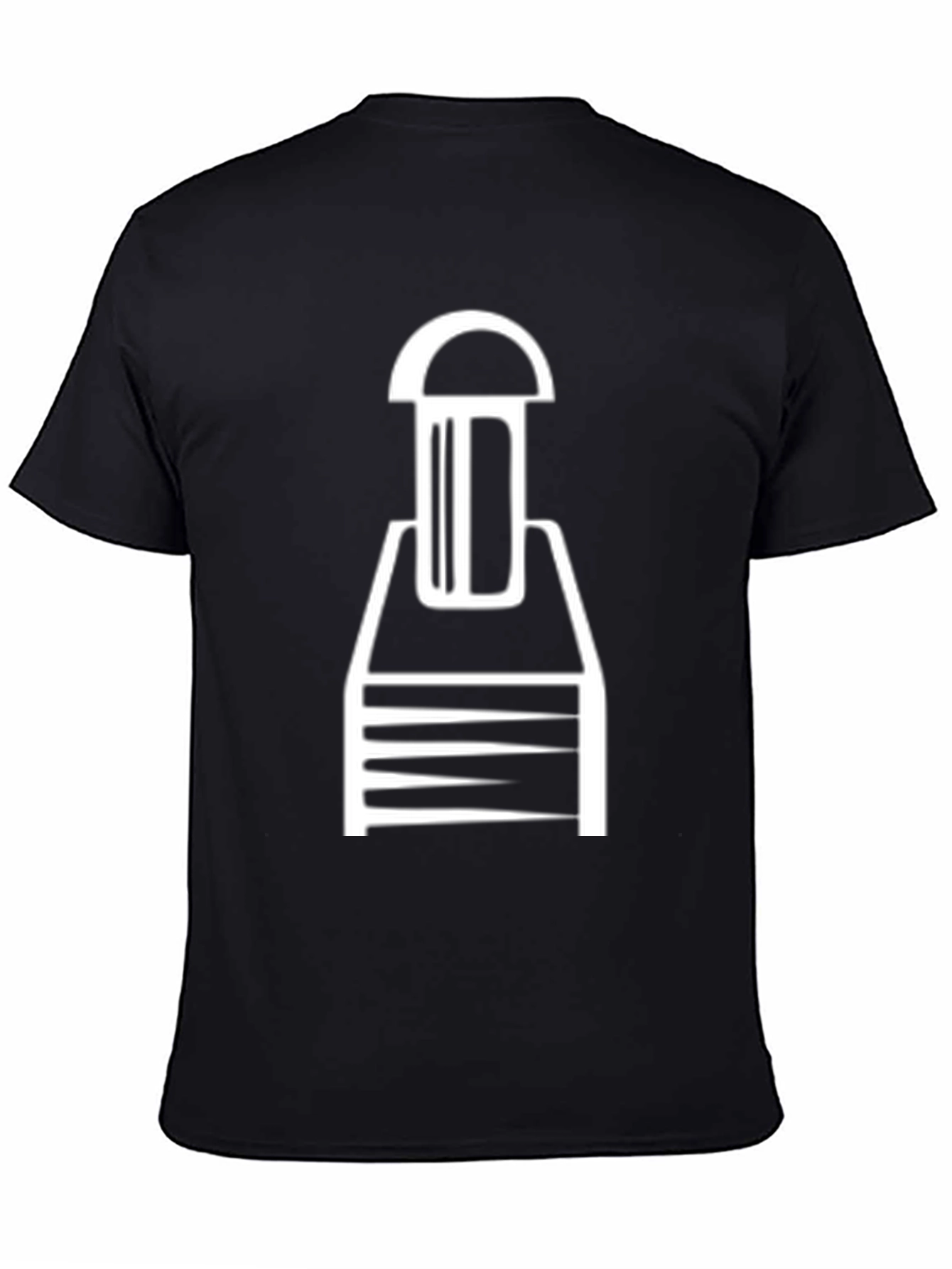 Abstract White Graphic Print Black Cotton Tee