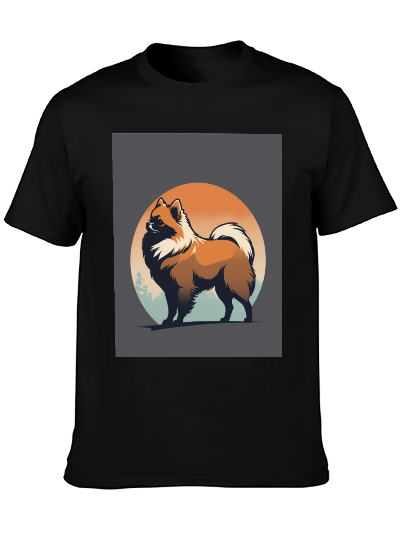 Pomeranian Dog Graphic T-Shirt Black Stylish Pet Lover Tee