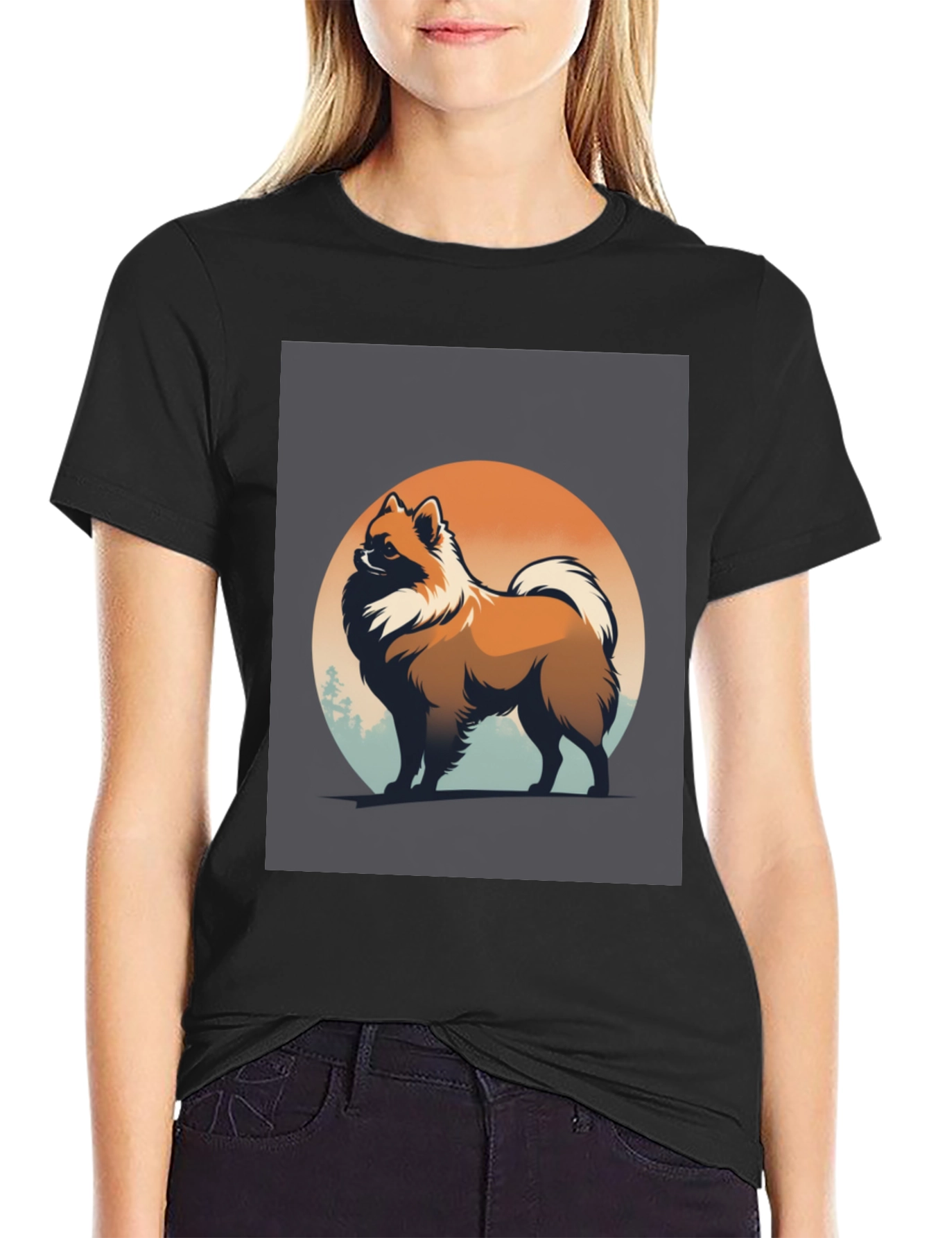Pomeranian Dog Graphic T-Shirt Black Stylish Pet Lover Tee