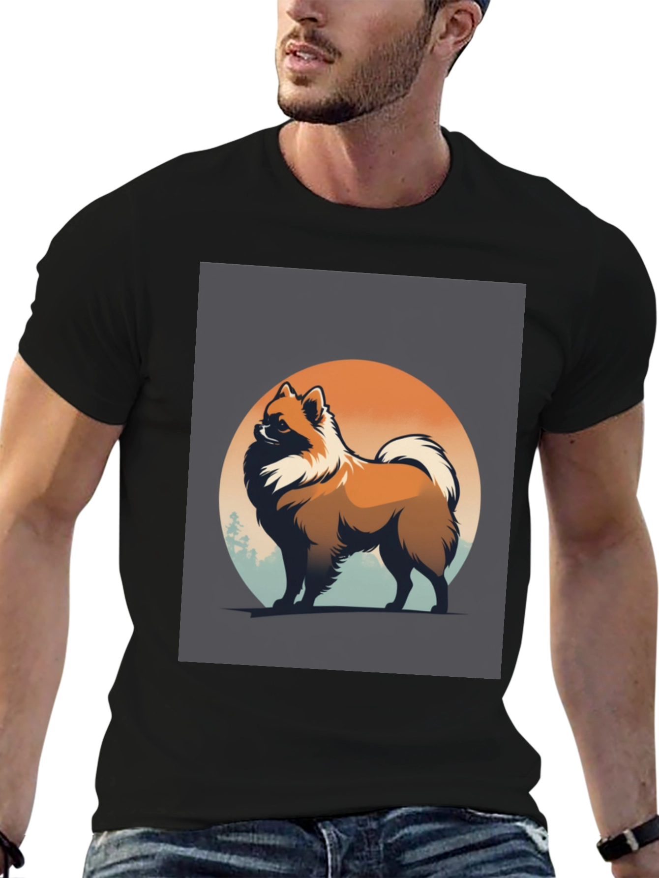 Pomeranian Dog Graphic T-Shirt Black Stylish Pet Lover Tee