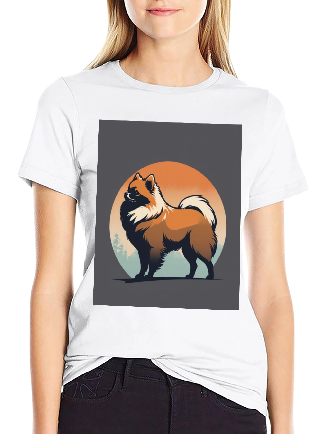 Pomeranian Dog Graphic T-Shirt Black Stylish Pet Lover Tee