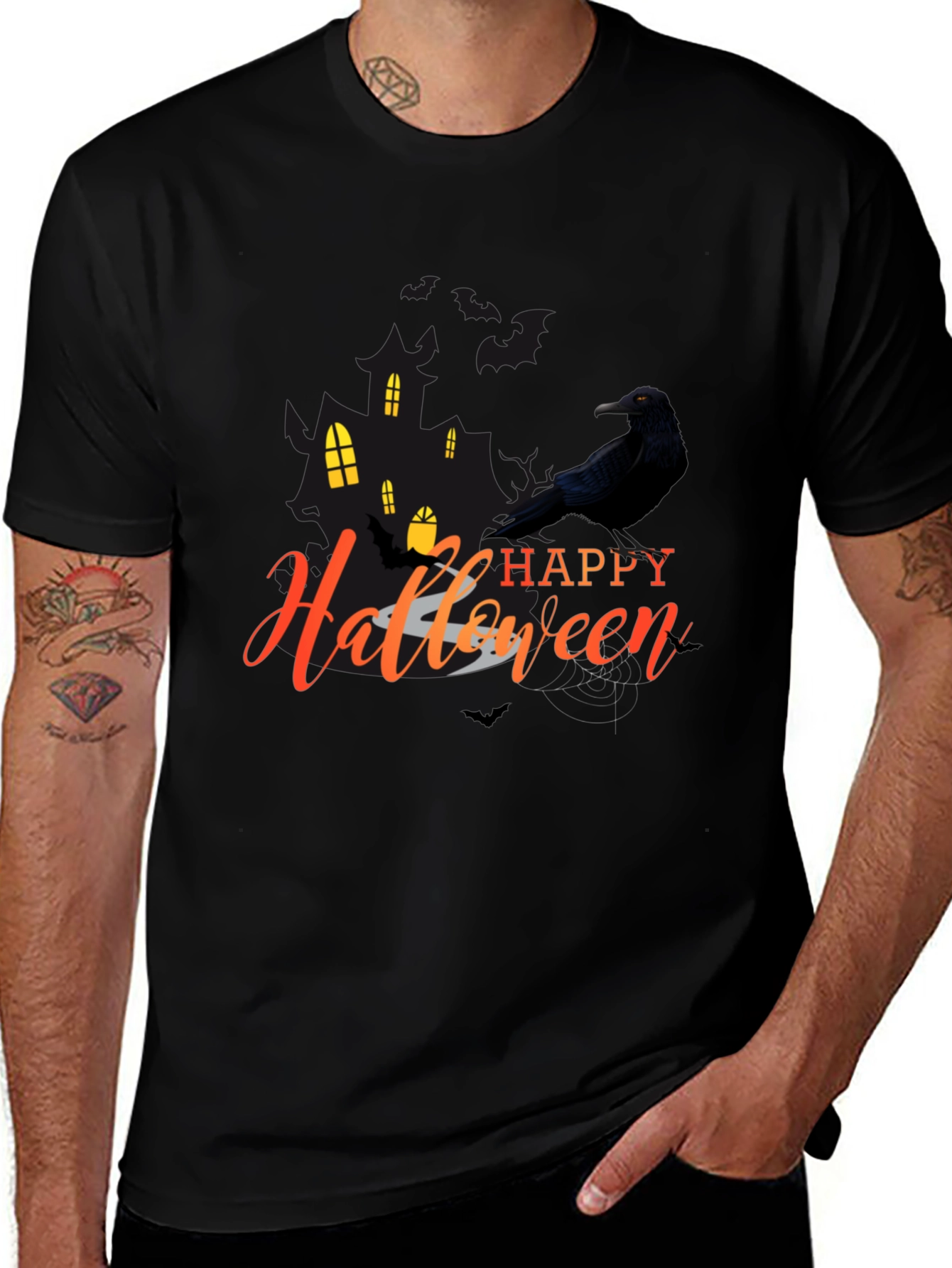 Happy Halloween Crow Graphic Tee