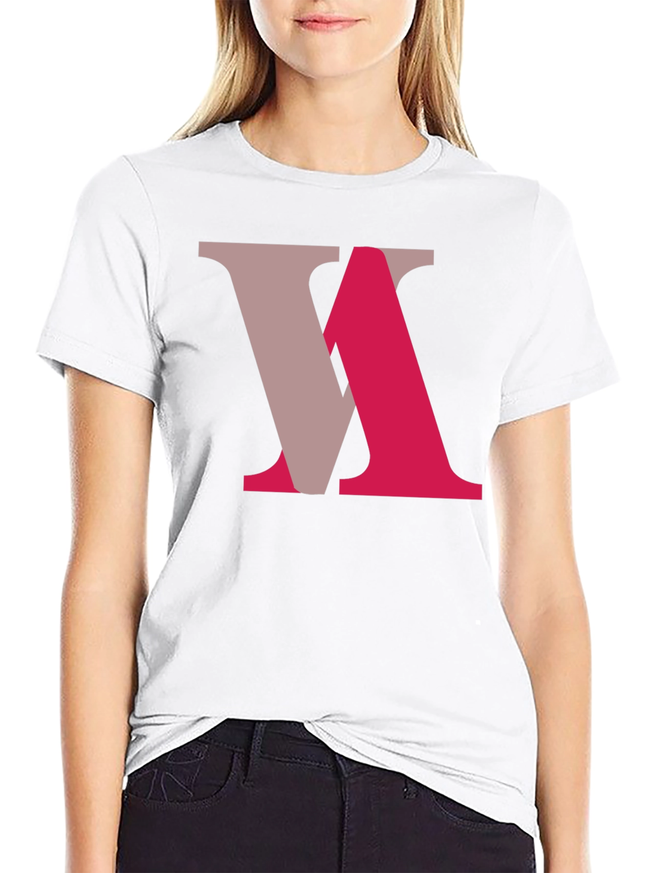 Abstract Letter Graphic Tee - Black