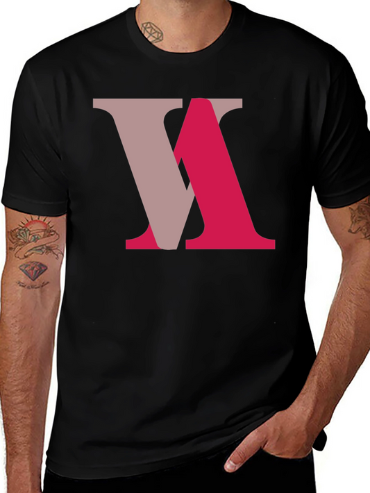 Abstract Letter Graphic Tee - Black