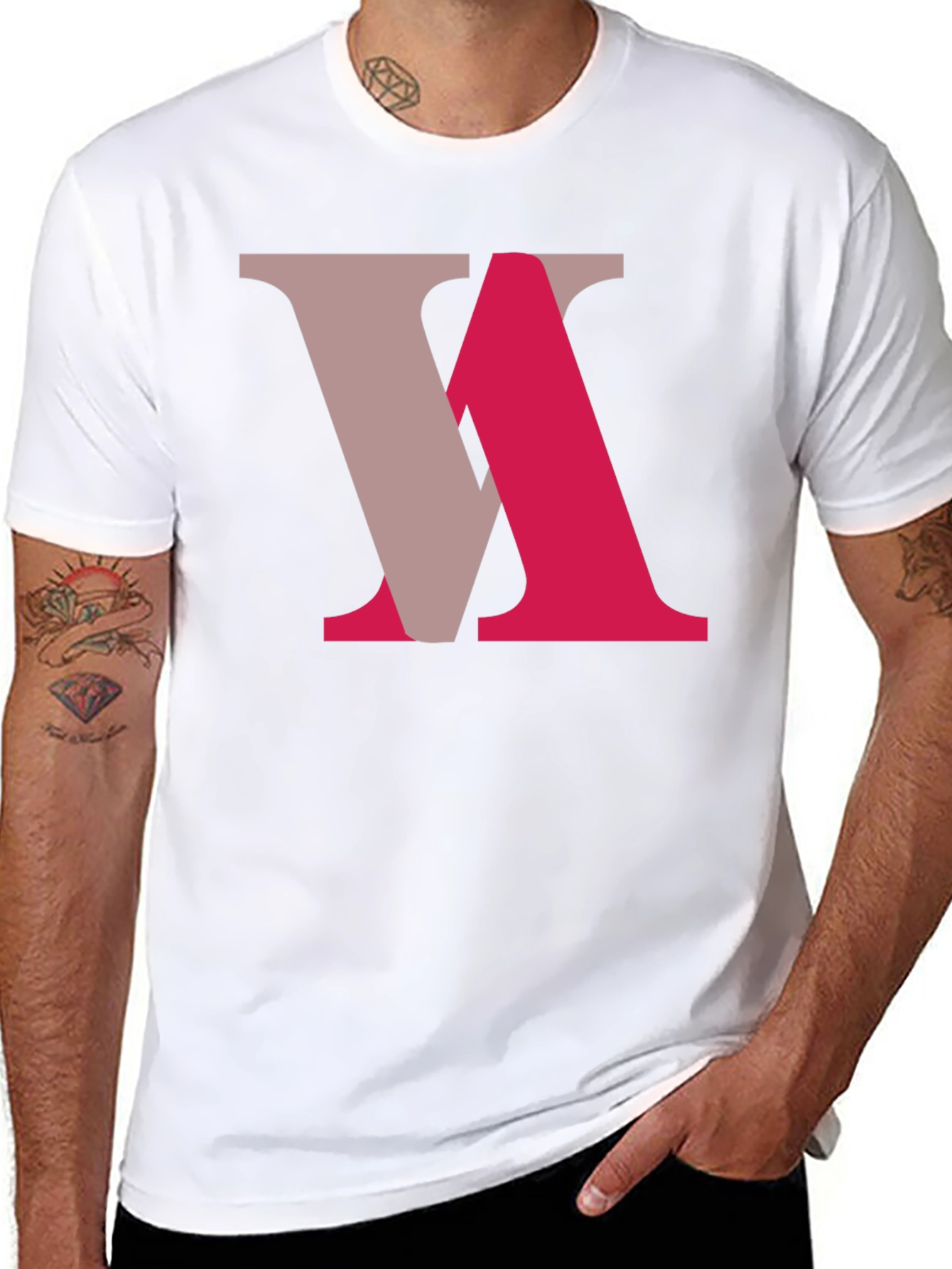 Abstract Letter Graphic Tee - Black
