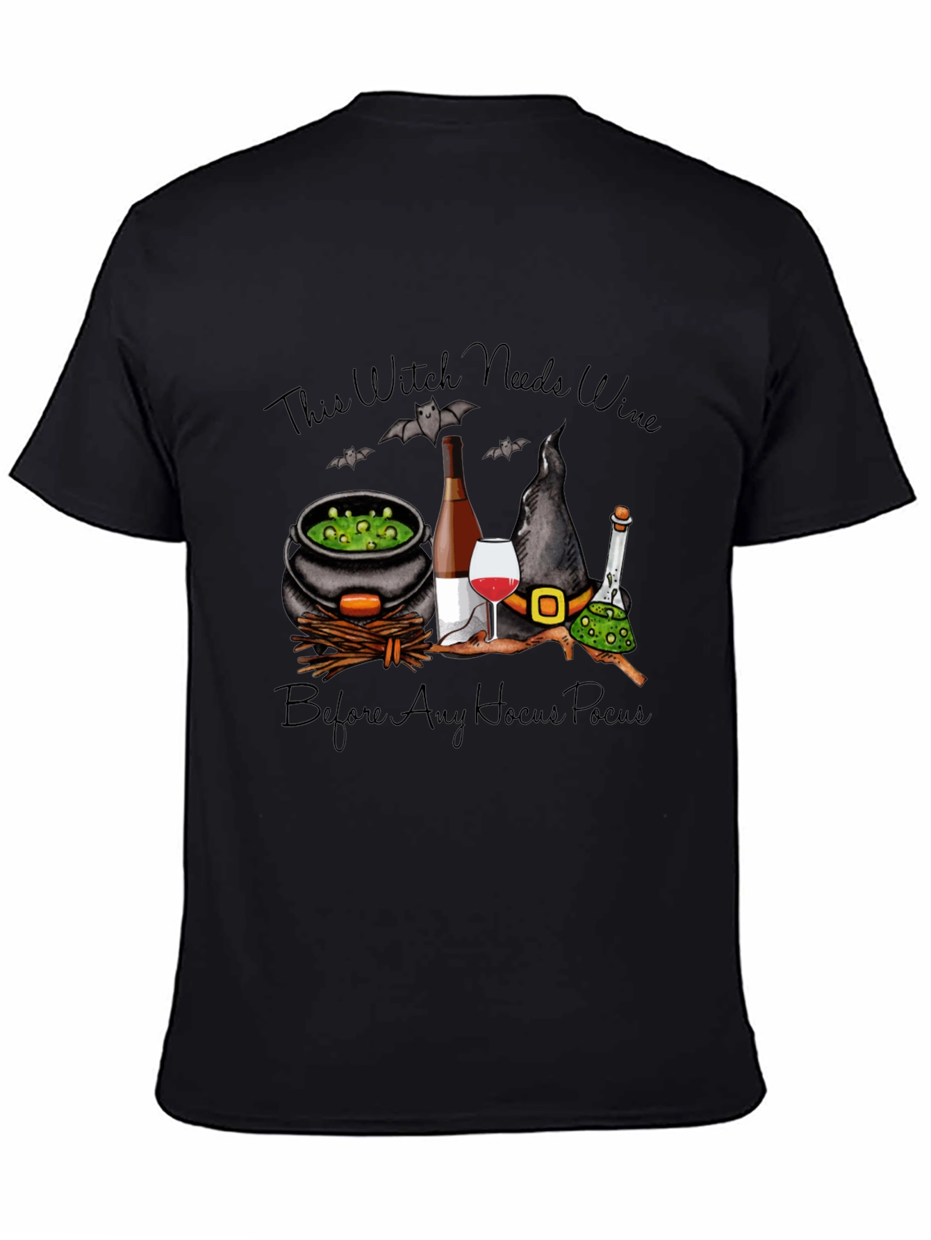 Witch Needs Wine T-Shirt - Halloween Design