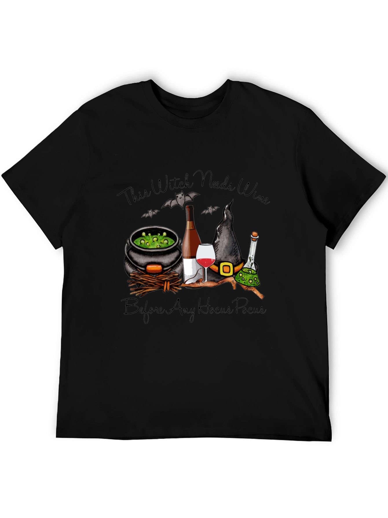 Witch Needs Wine T-Shirt - Halloween Design