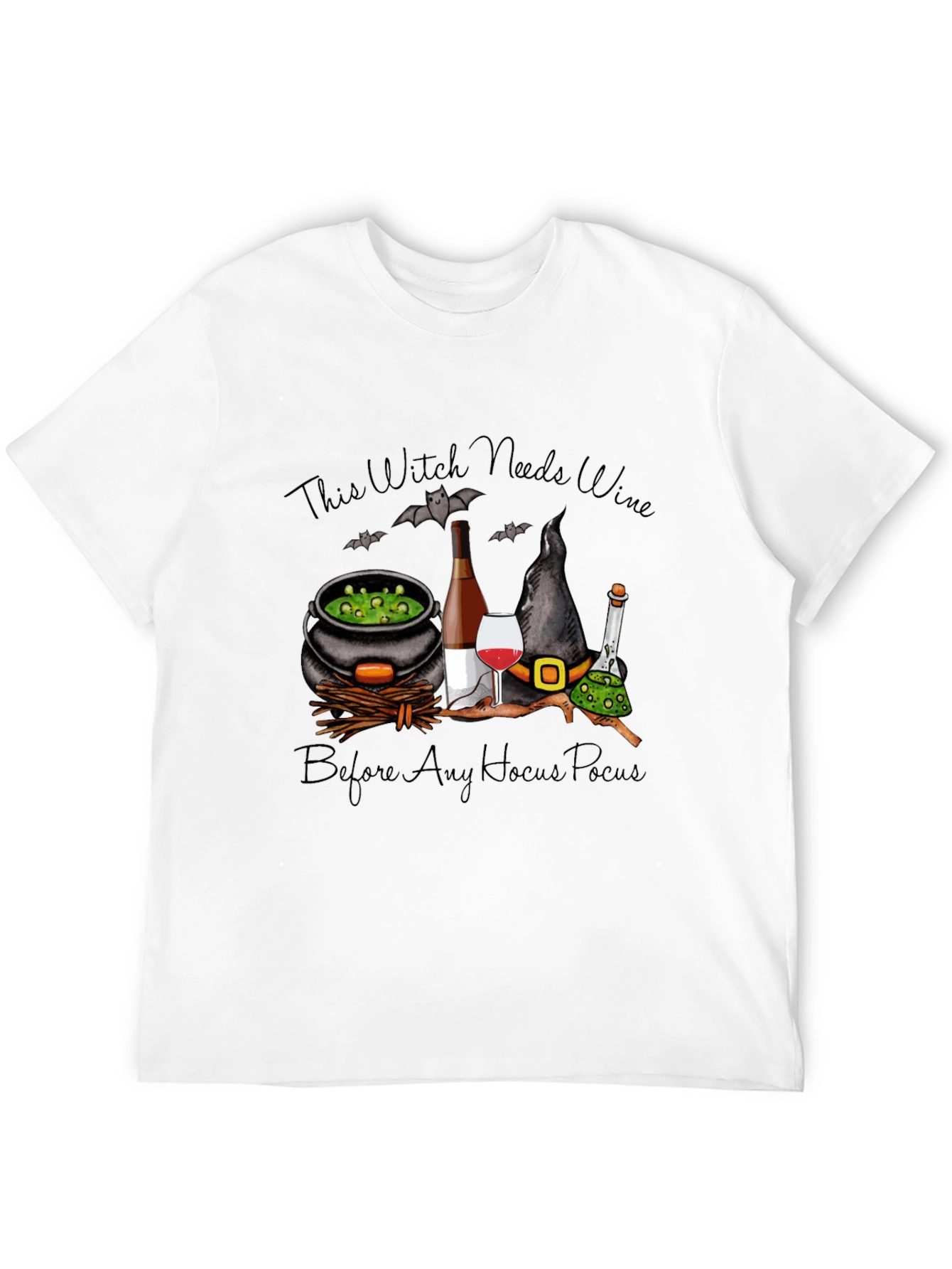 Witch Needs Wine T-Shirt - Halloween Design