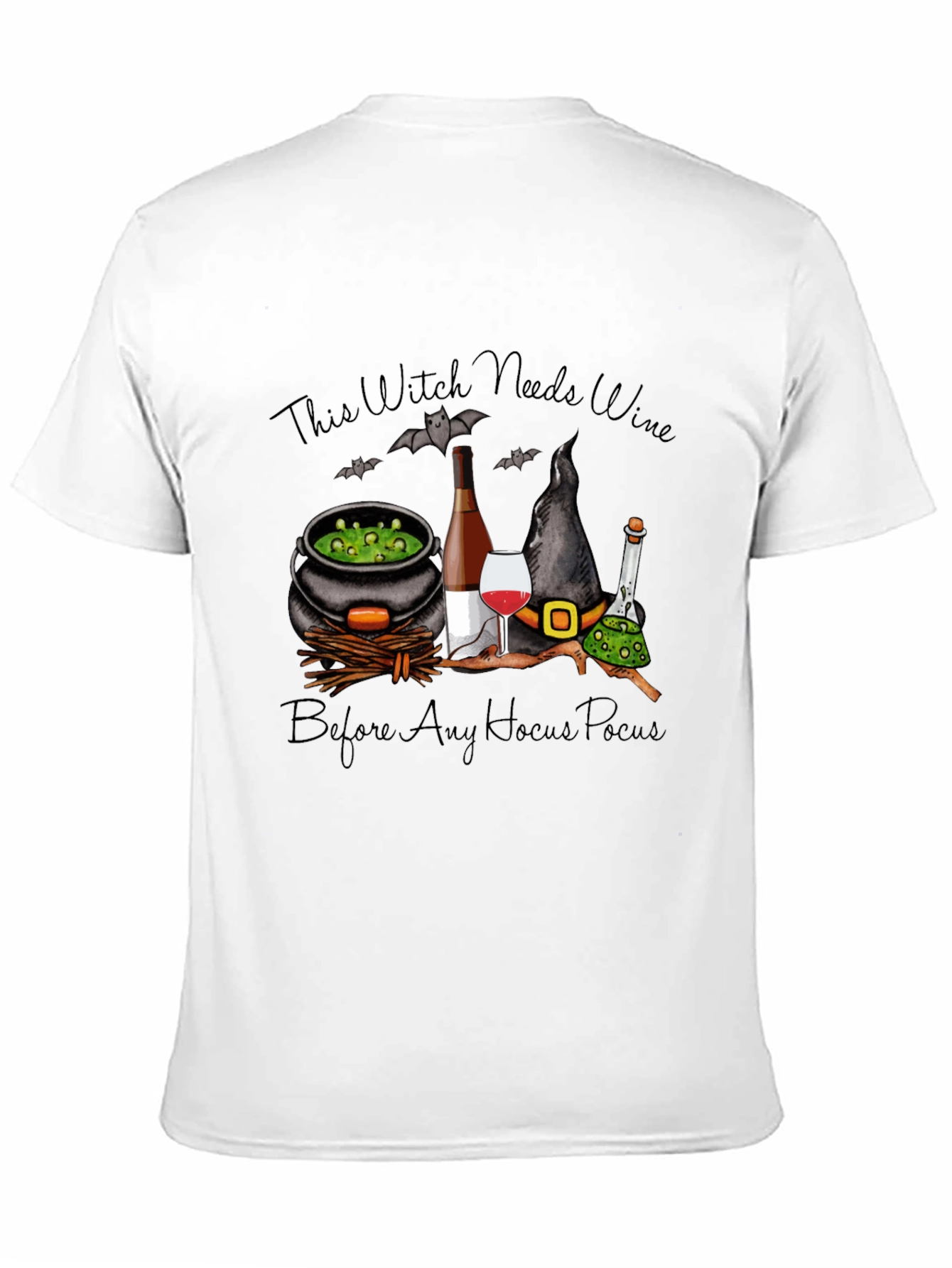 Witch Needs Wine T-Shirt - Halloween Design