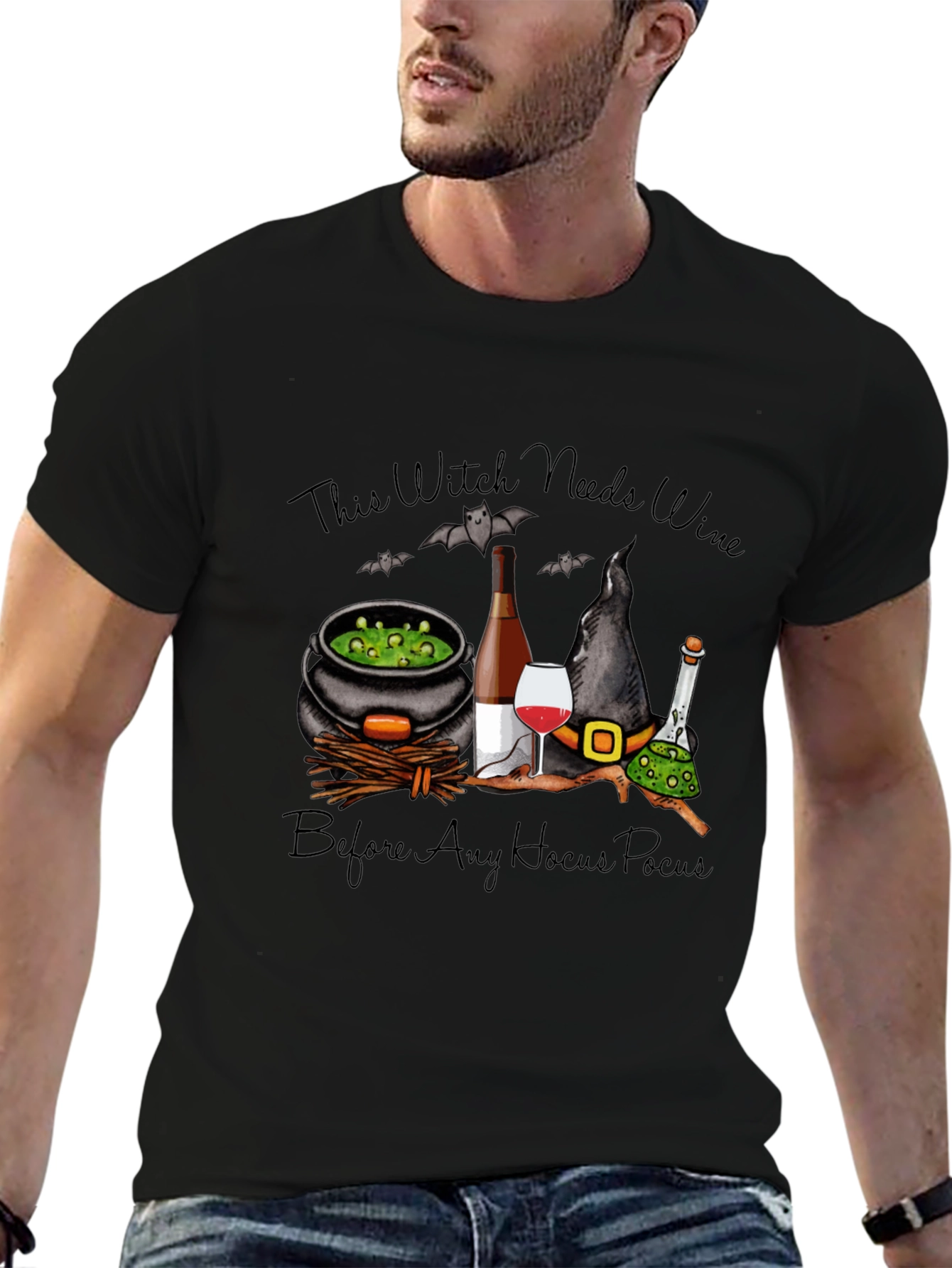 Witch Needs Wine T-Shirt - Halloween Design