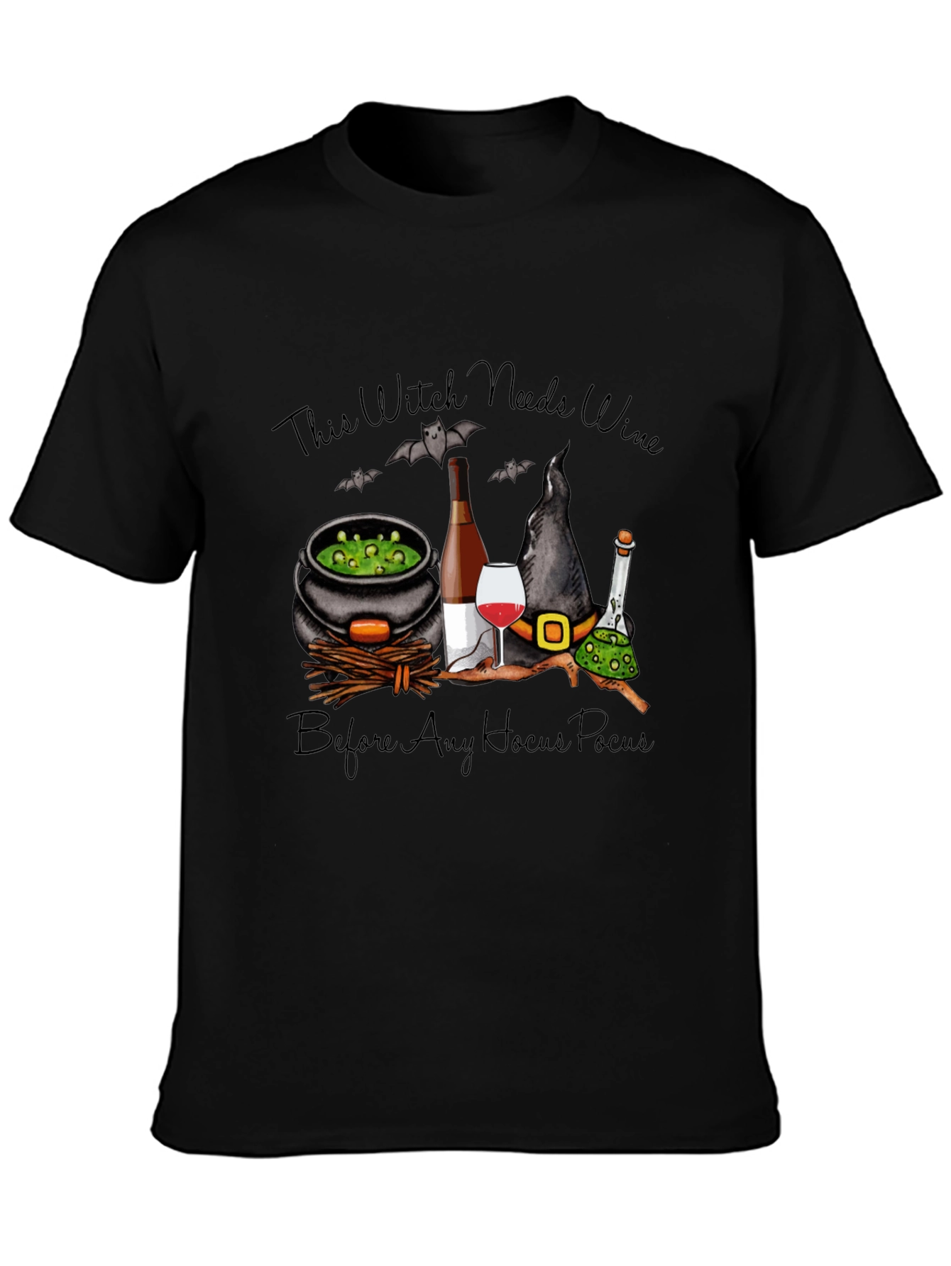 Witch Needs Wine T-Shirt - Halloween Design