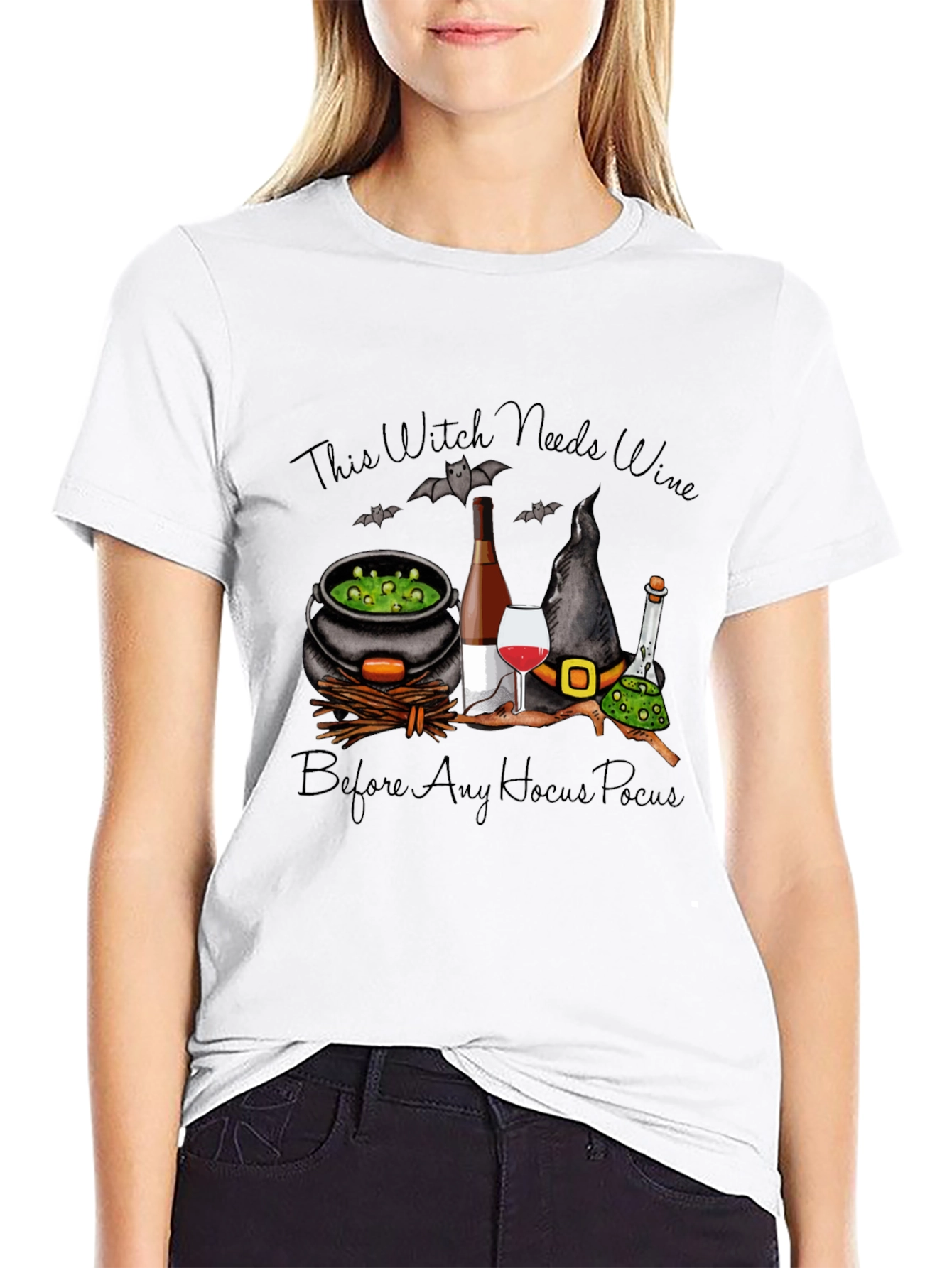 Witch Needs Wine T-Shirt - Halloween Design