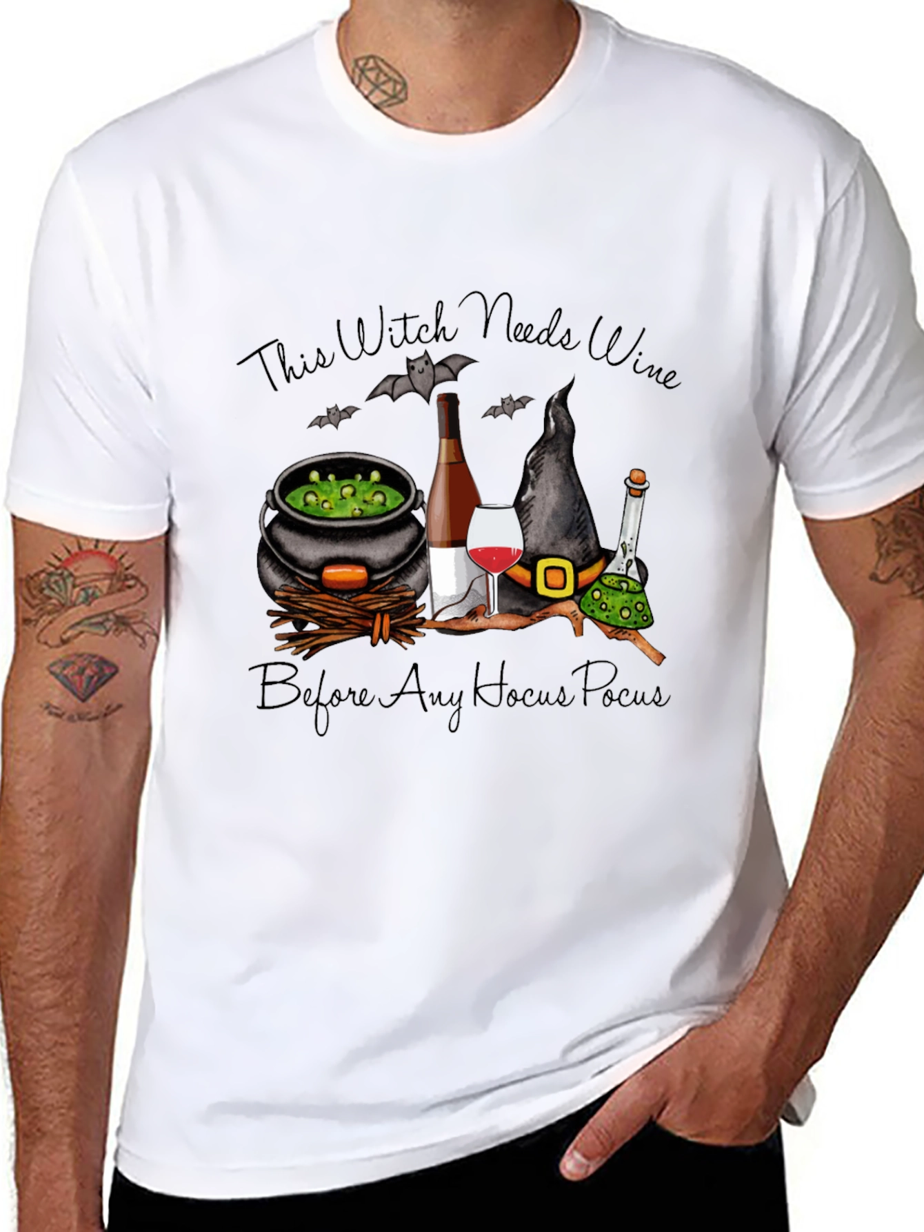 Witch Needs Wine T-Shirt - Halloween Design