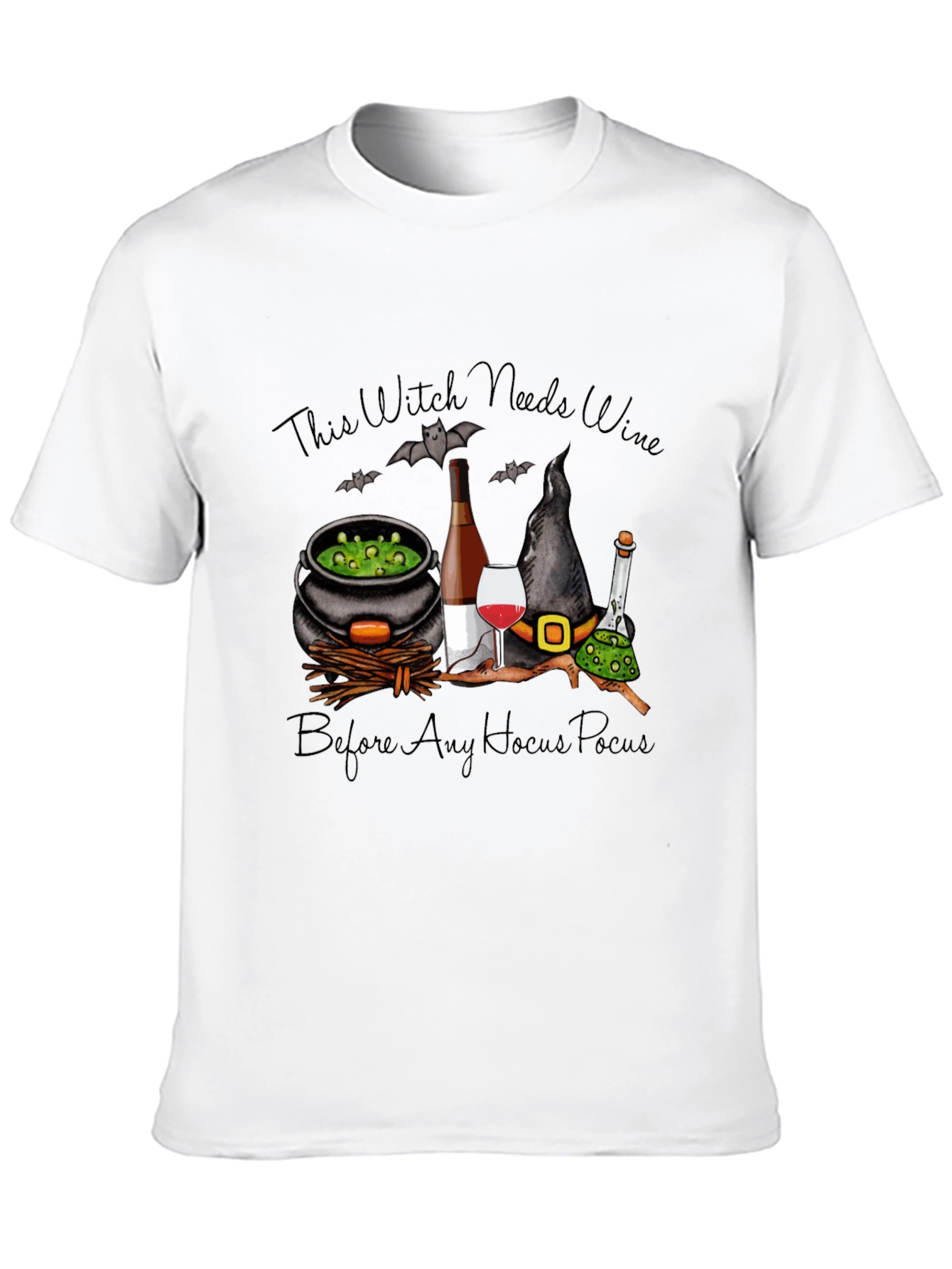 Witch Needs Wine T-Shirt - Halloween Design