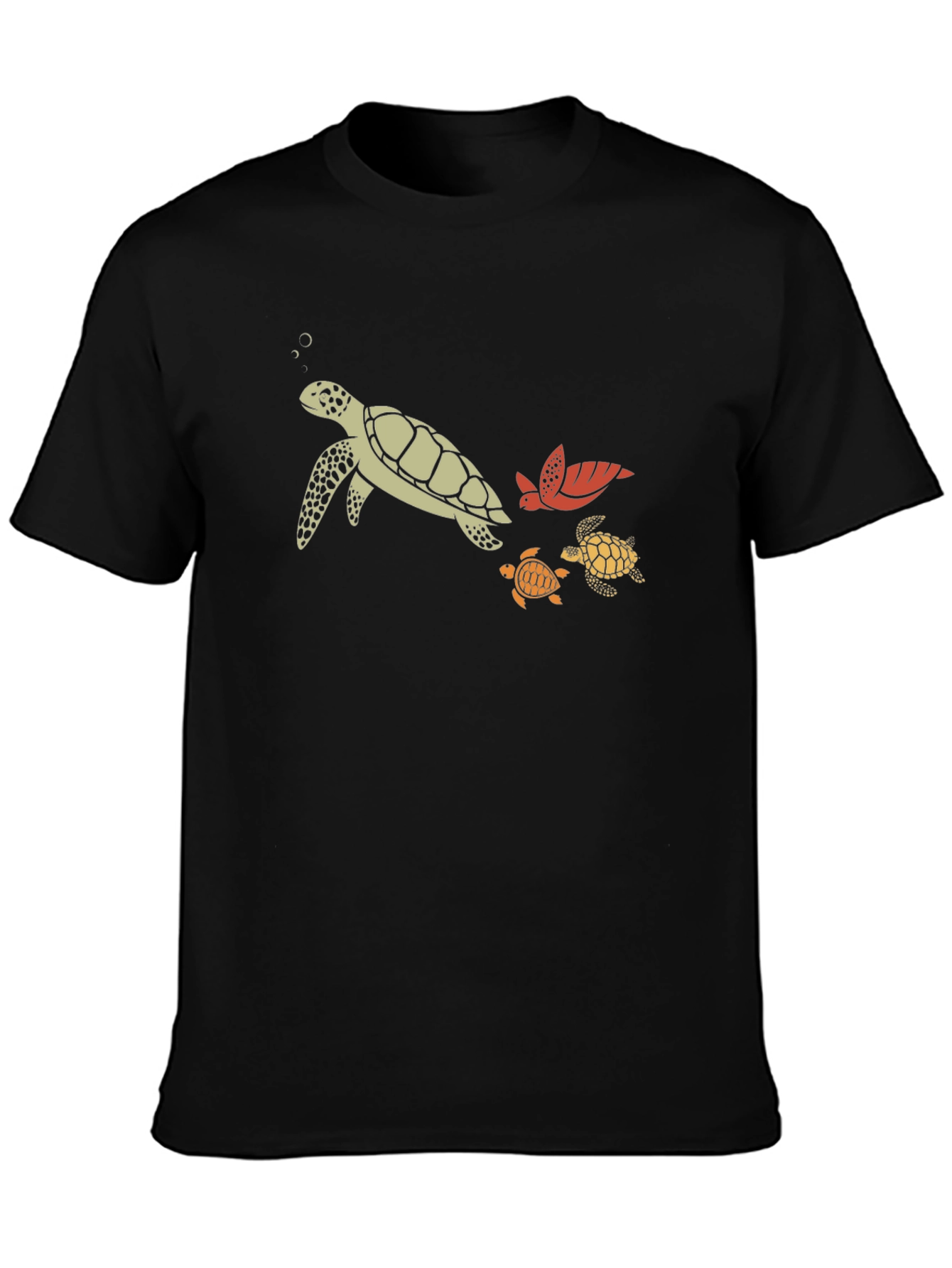 Turtle Family Graphic Tee - Black