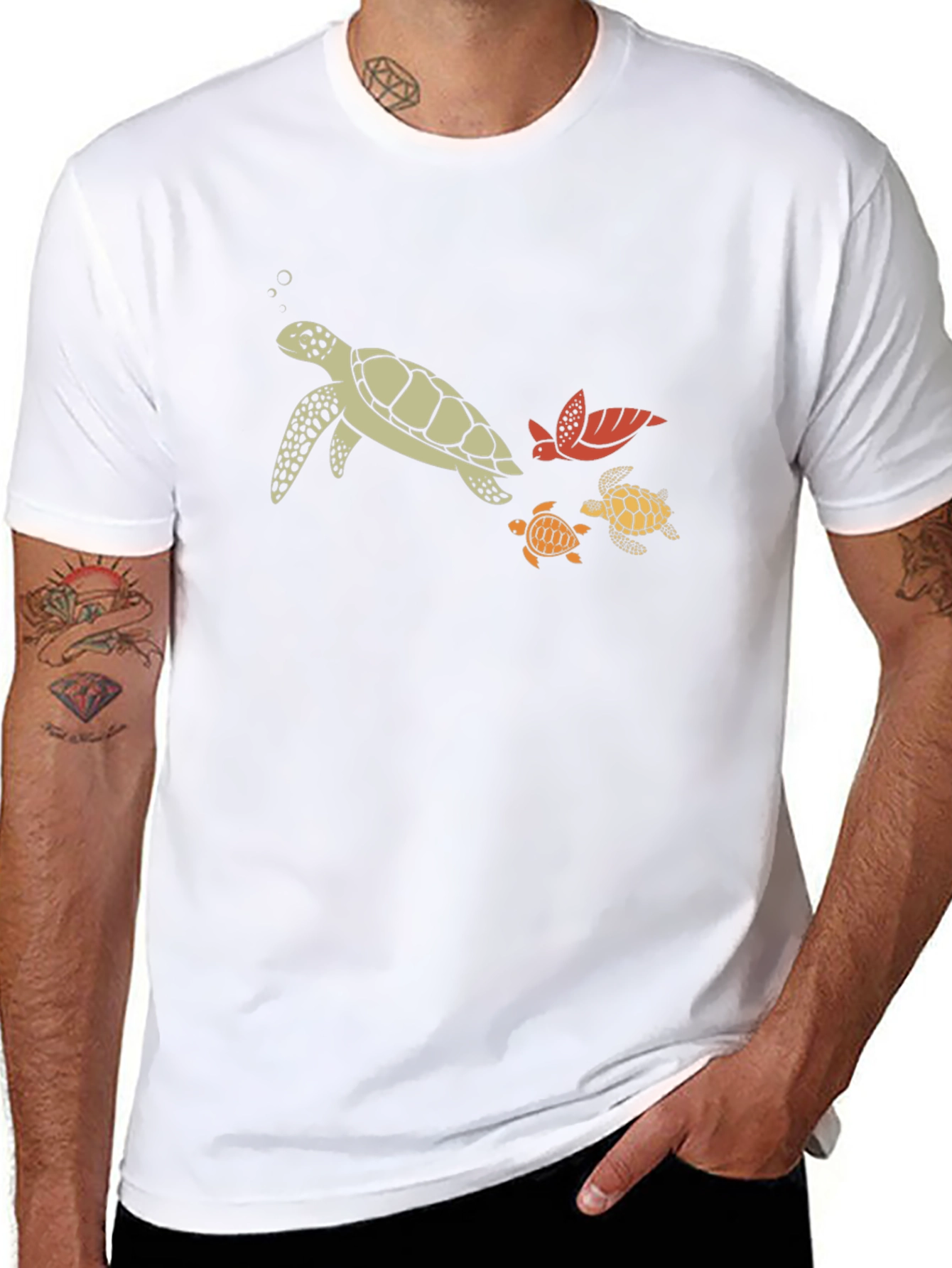 Turtle Family Graphic Tee - Black