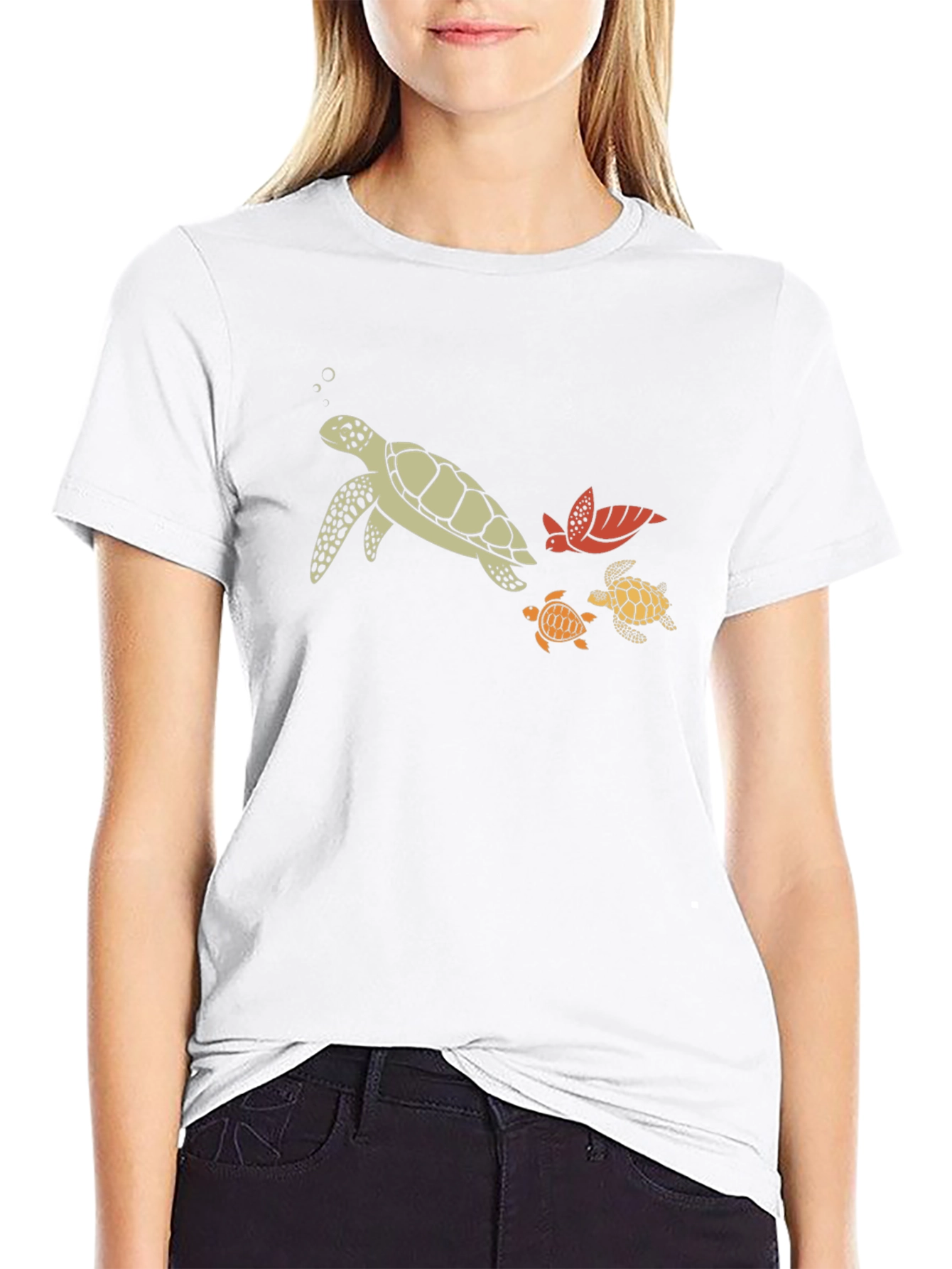 Turtle Family Graphic Tee - Black