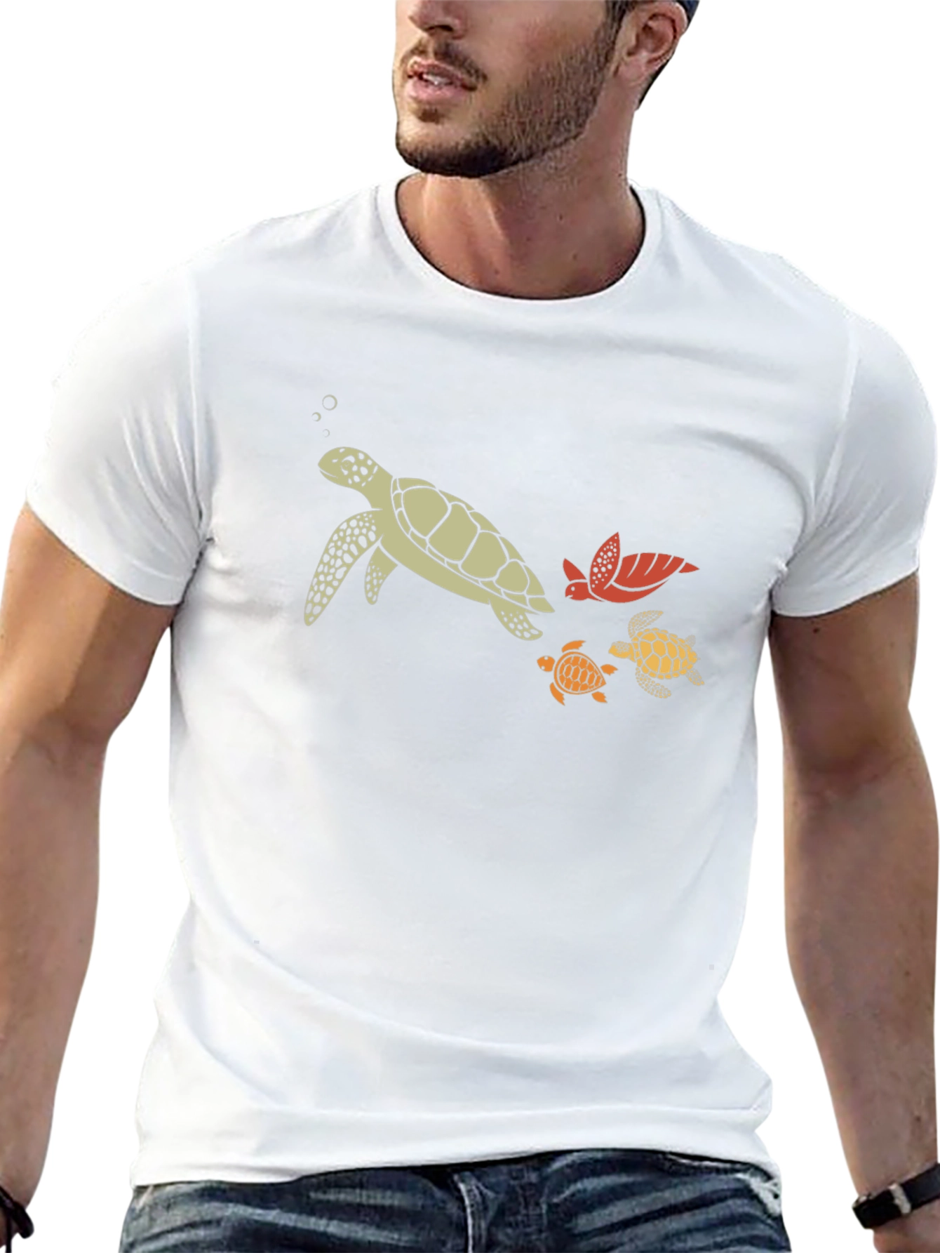 Turtle Family Graphic Tee - Black