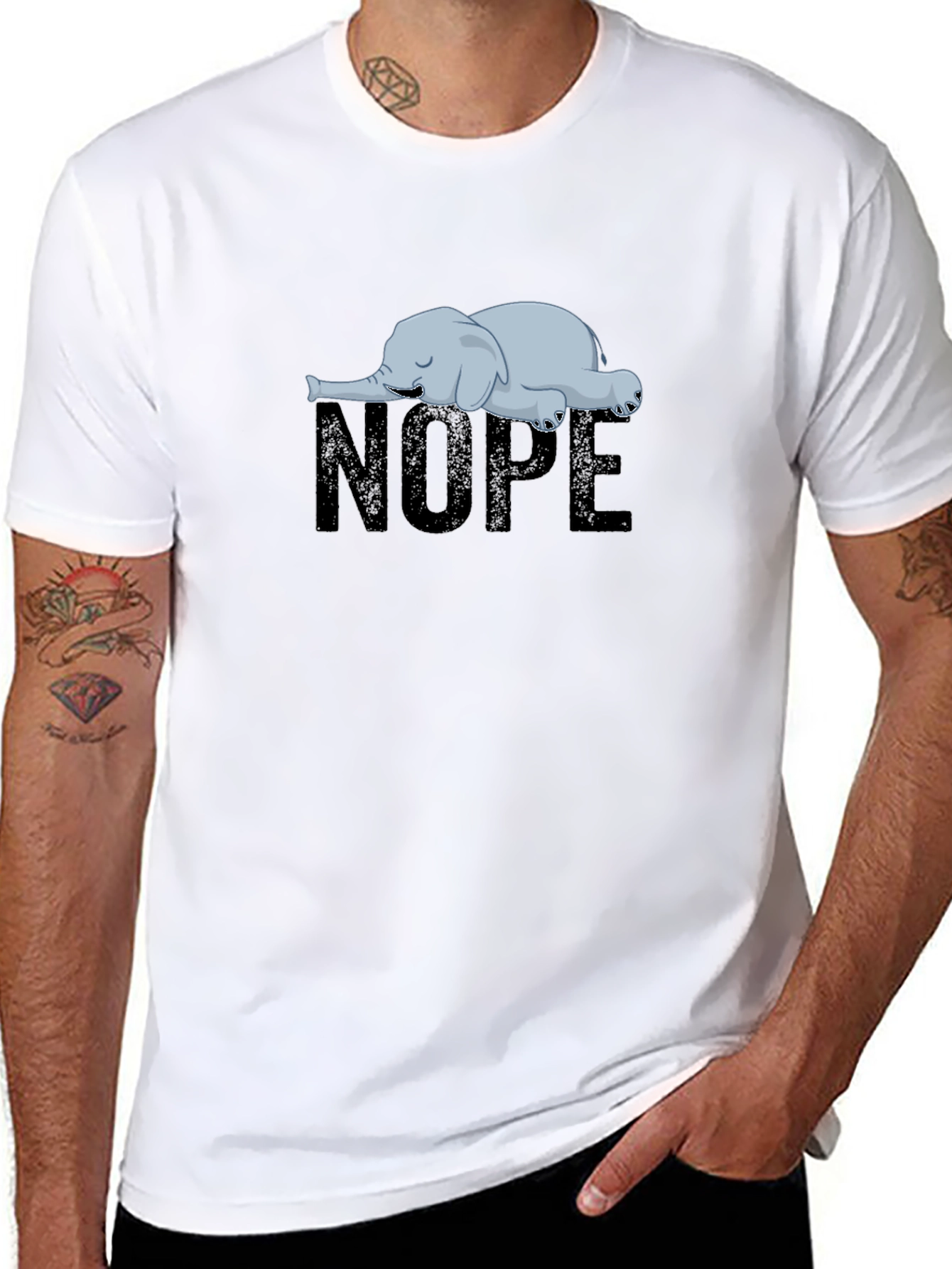 Nope Lazy Elephant Graphic Tee