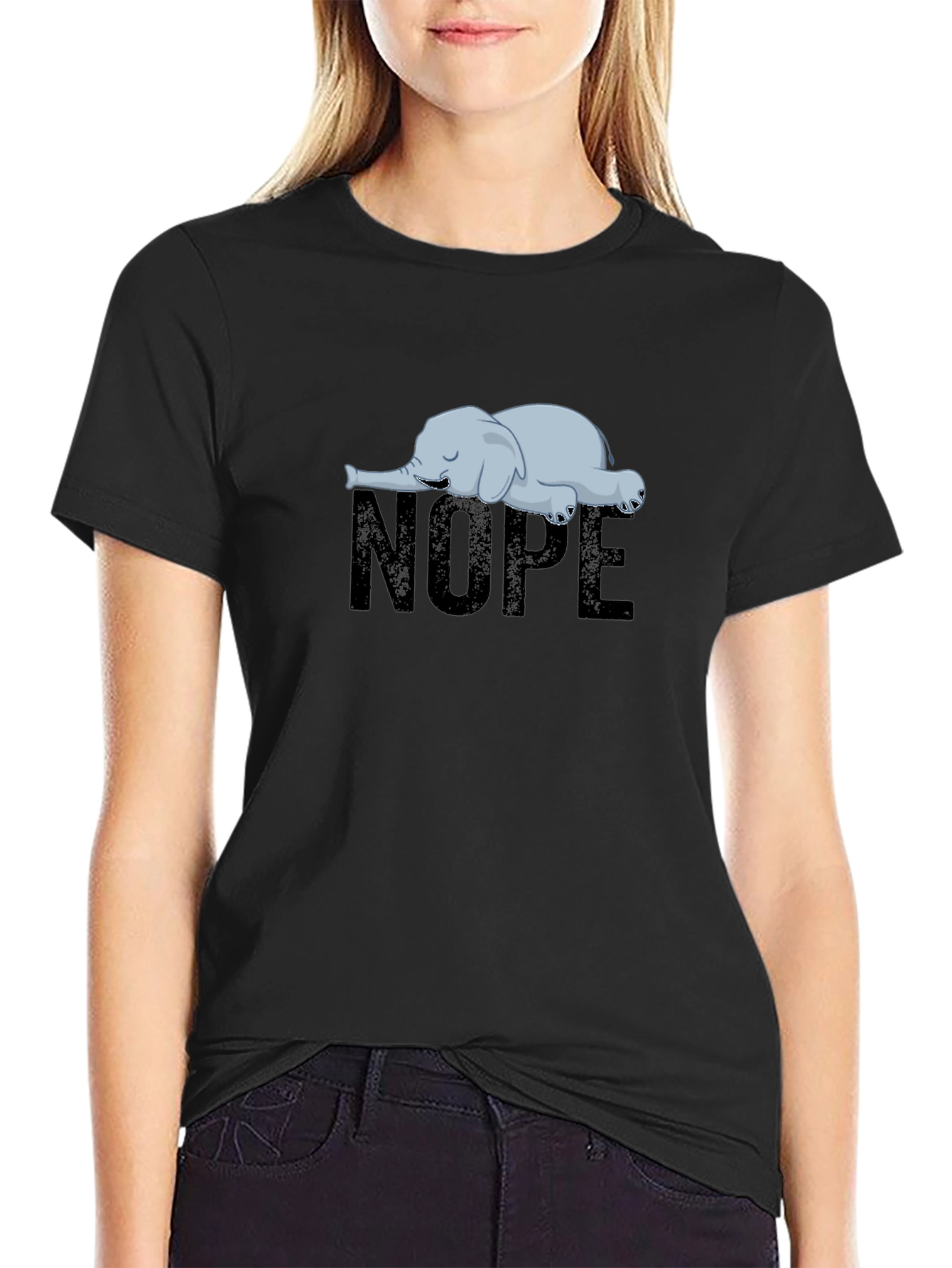 Nope Lazy Elephant Graphic Tee