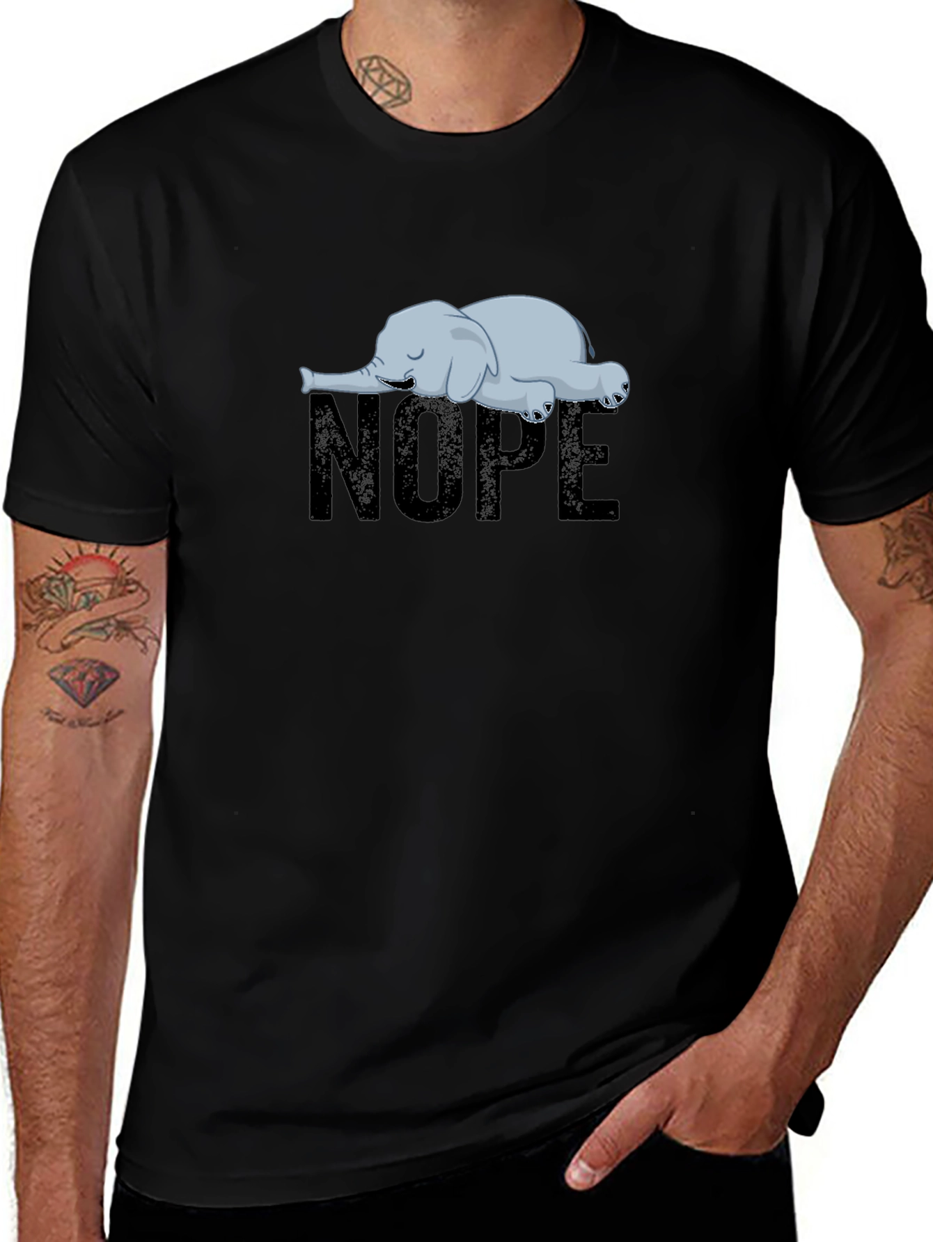 Nope Lazy Elephant Graphic Tee