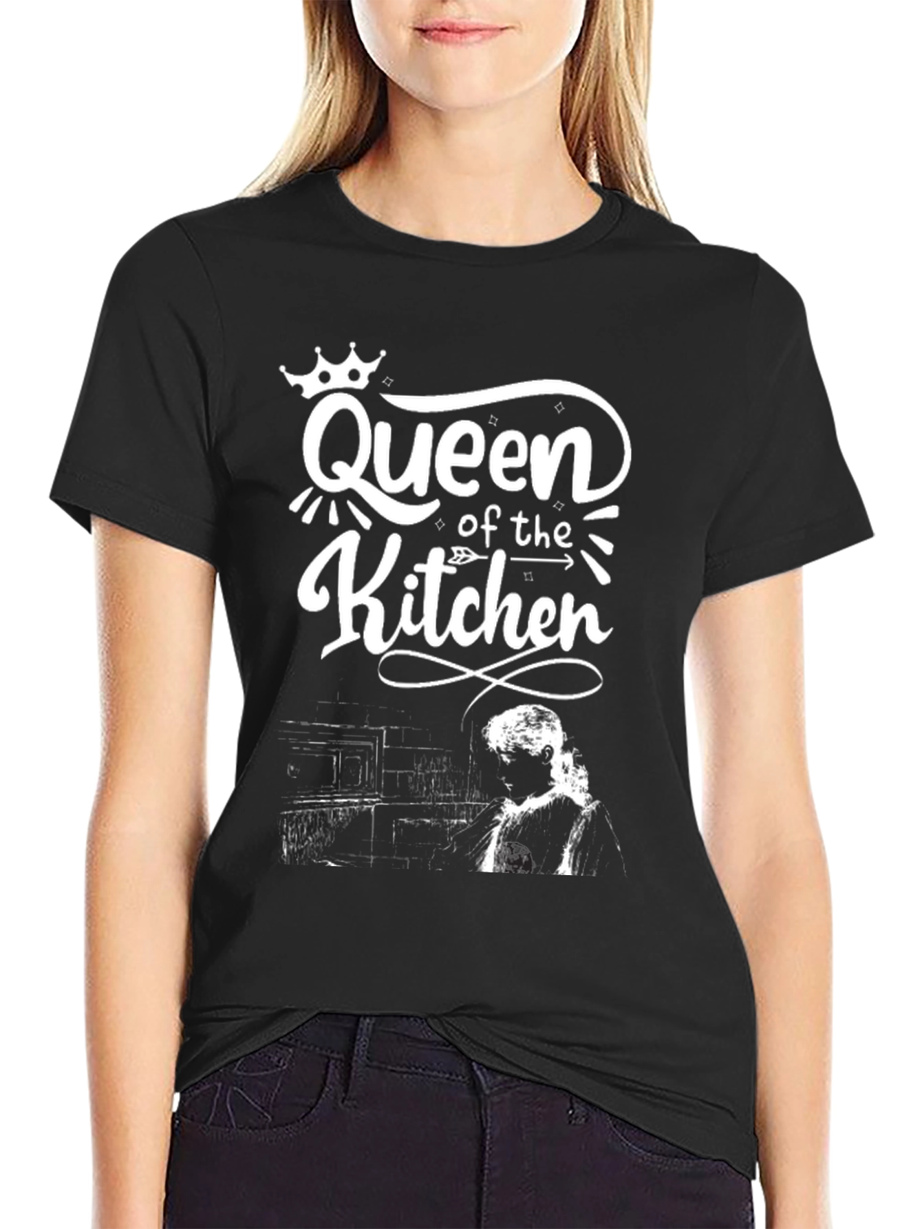 Queen of the Kitchen Black Graphic T-Shirt