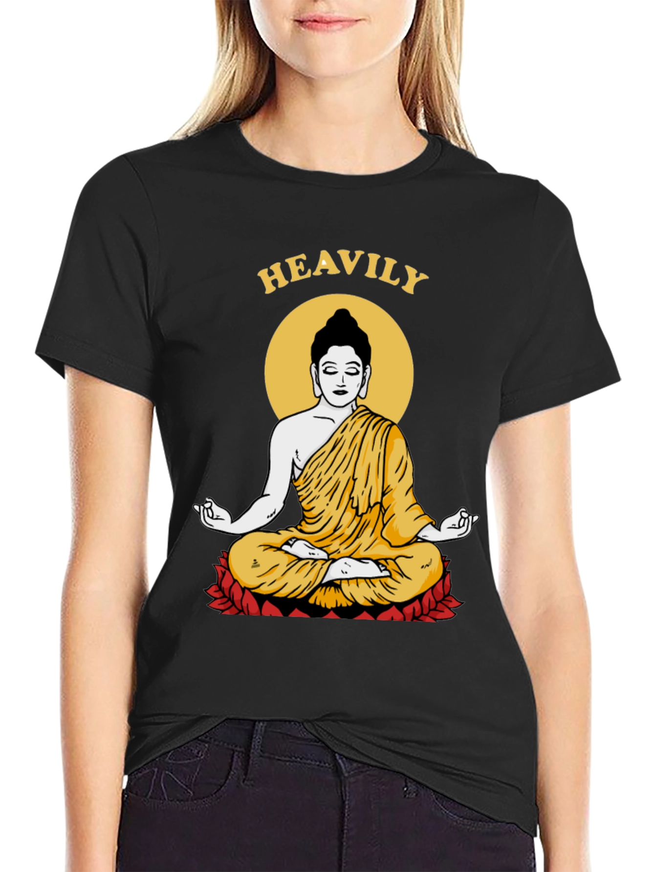 Heavily Meditating Buddha Graphic T-Shirt