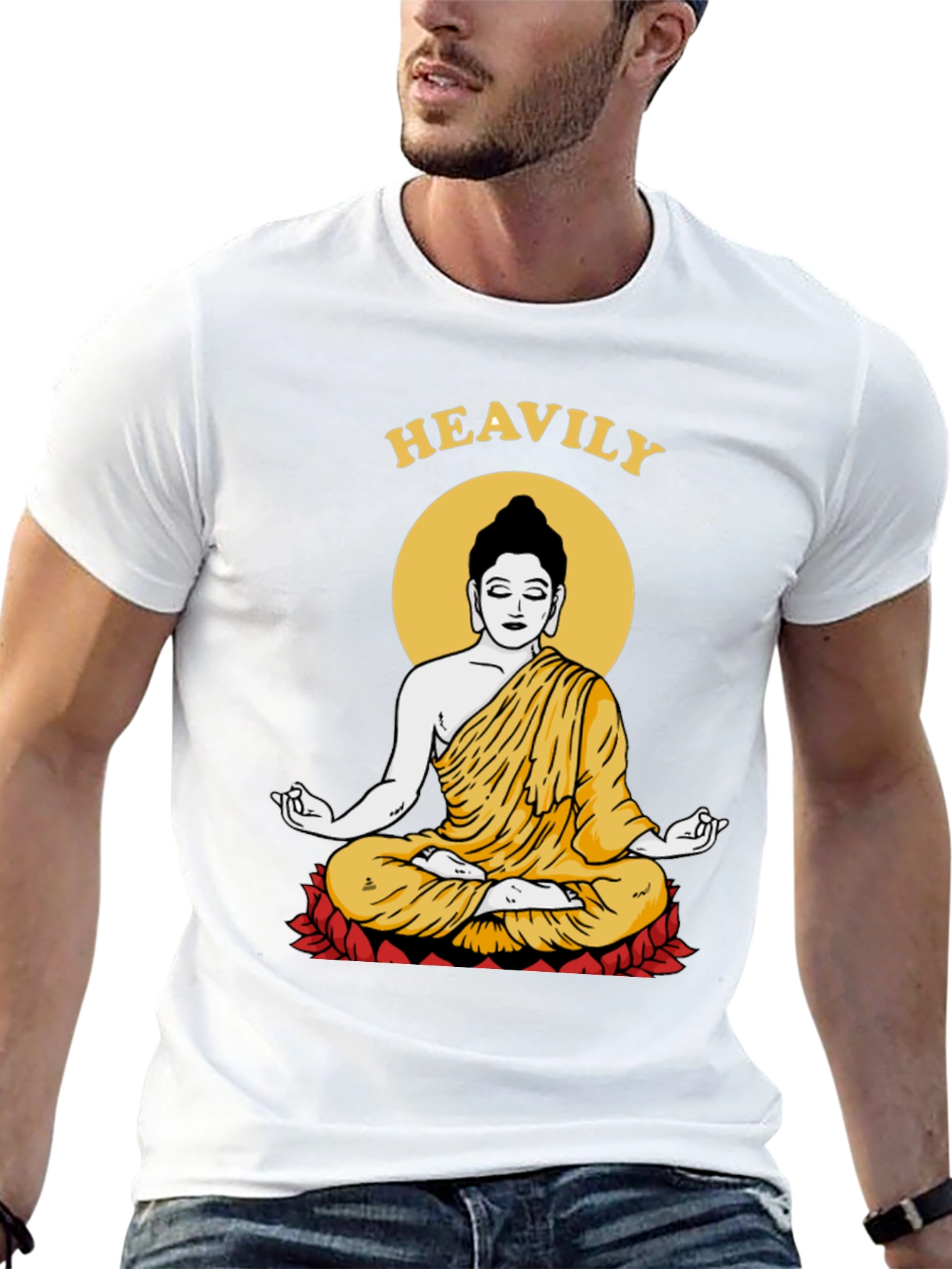 Heavily Meditating Buddha Graphic T-Shirt