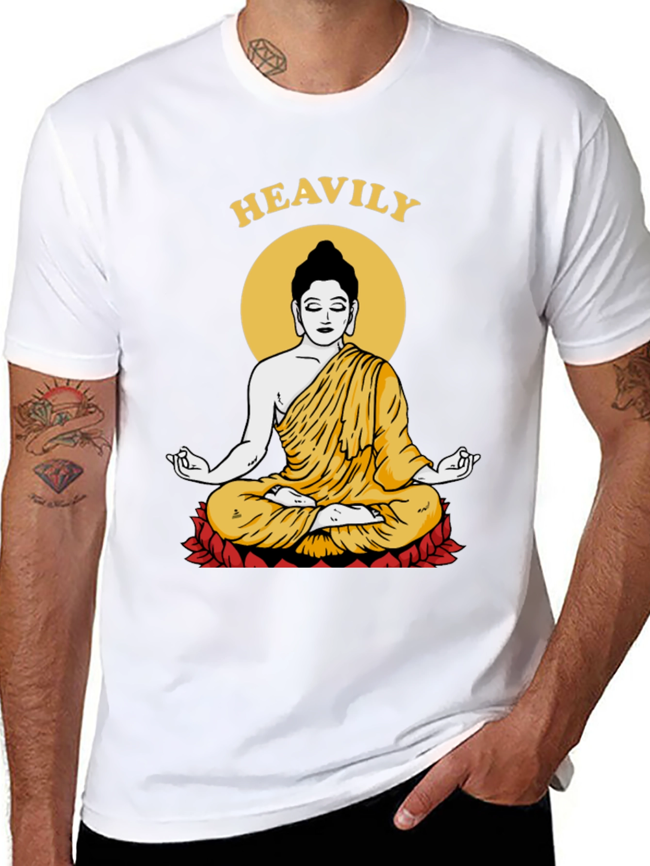 Heavily Meditating Buddha Graphic T-Shirt