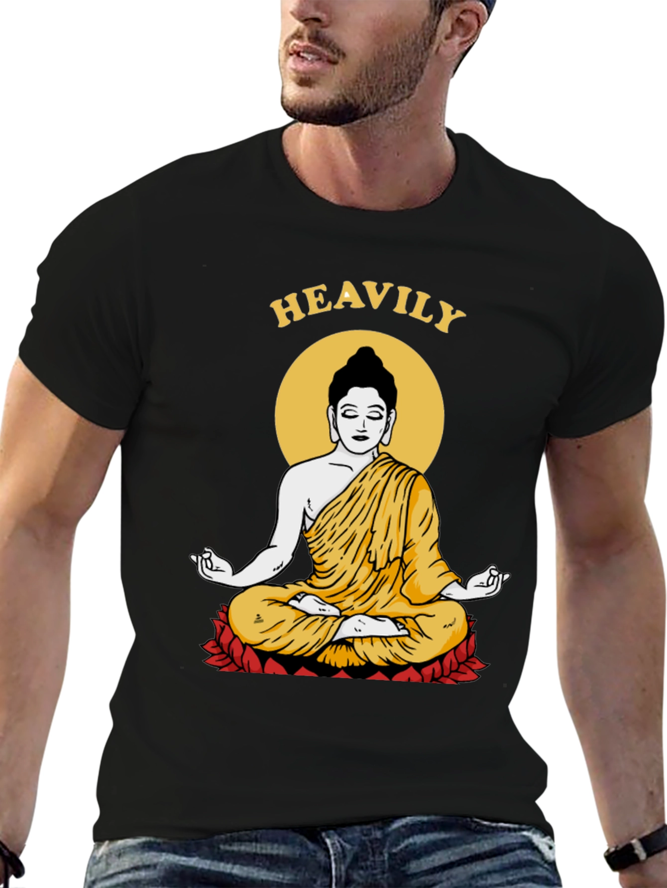 Heavily Meditating Buddha Graphic T-Shirt