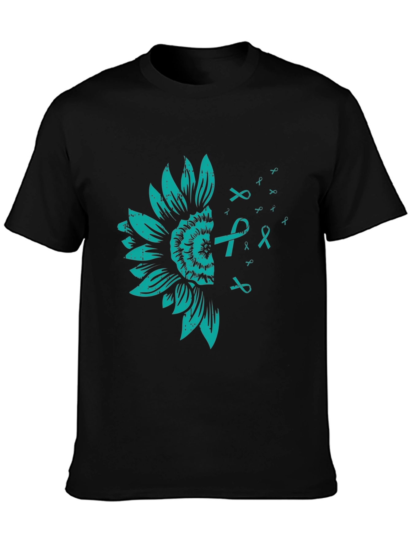 Teal Sunflower Ribbon Awareness T-Shirt