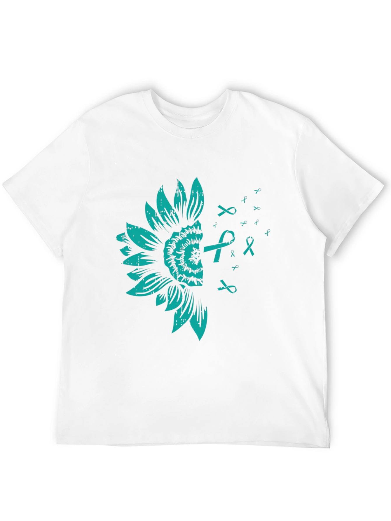 Teal Sunflower Ribbon Awareness T-Shirt
