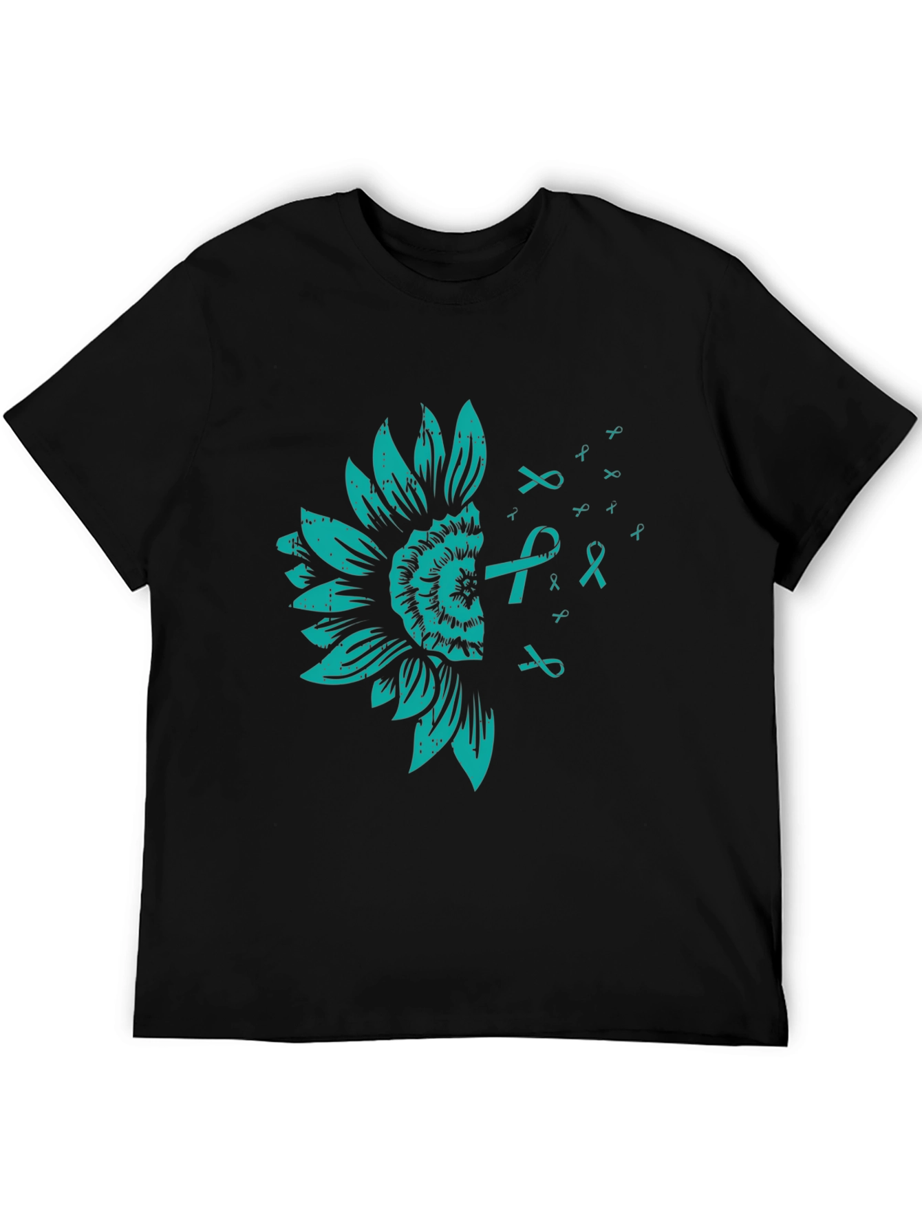 Teal Sunflower Ribbon Awareness T-Shirt