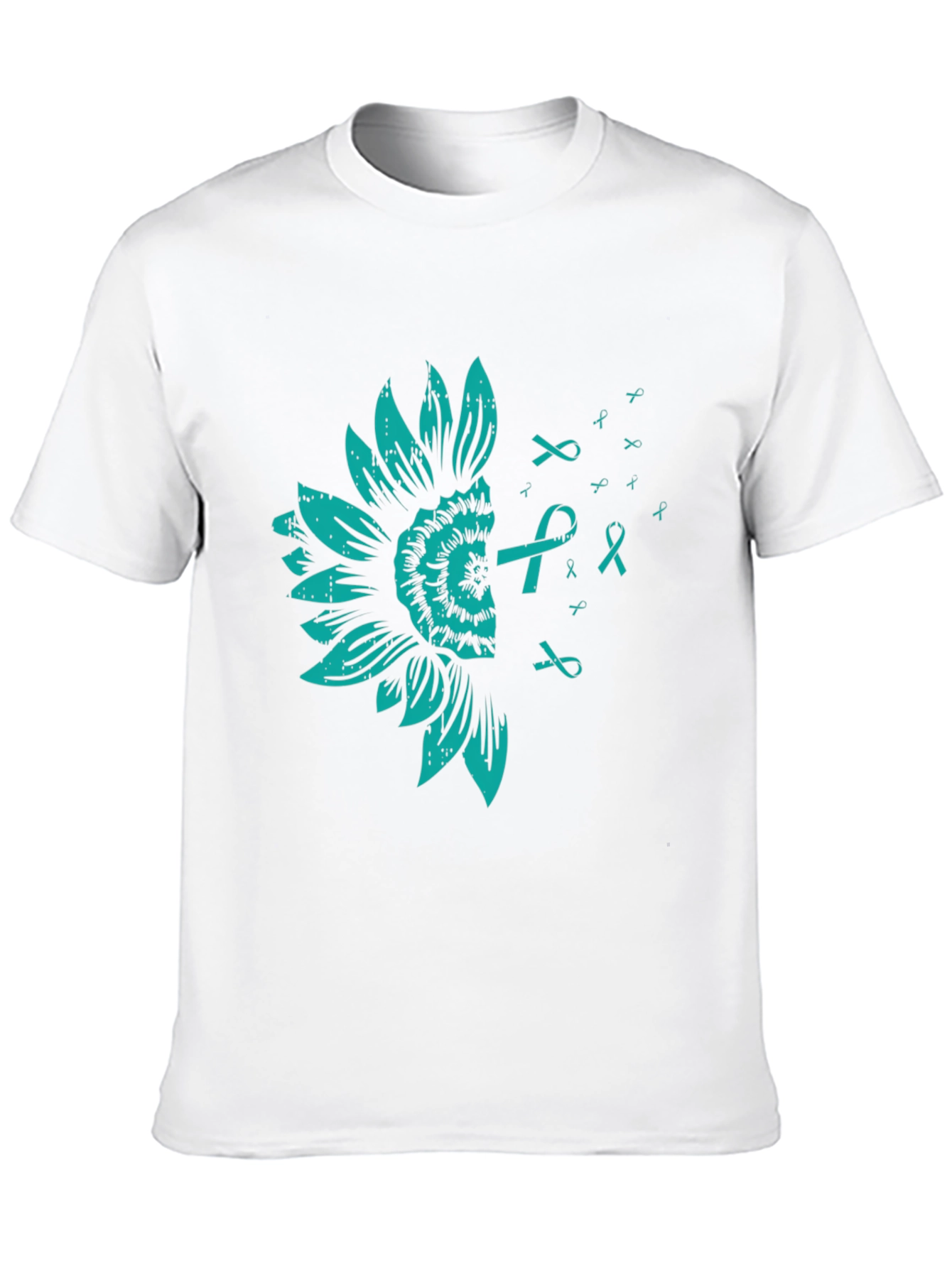 Teal Sunflower Ribbon Awareness T-Shirt