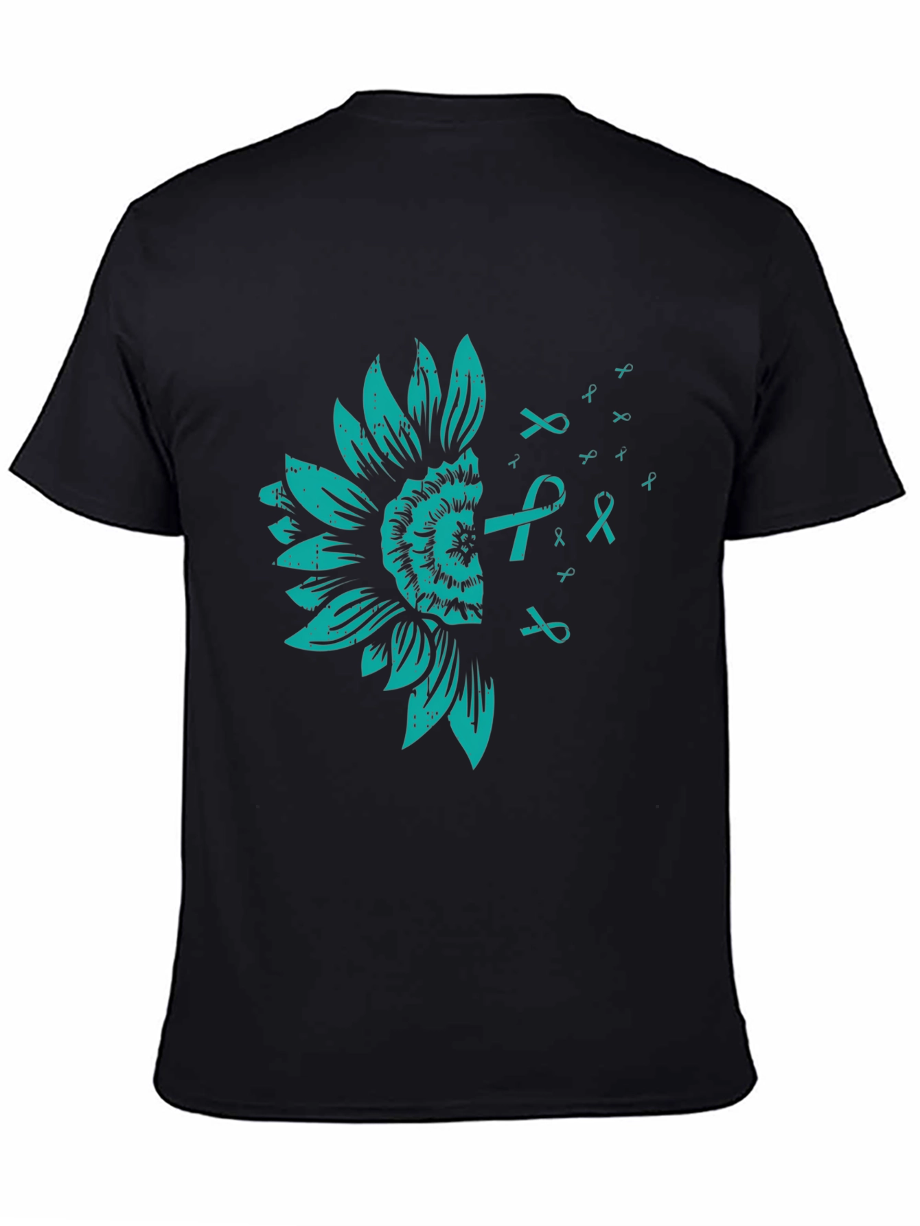 Teal Sunflower Ribbon Awareness T-Shirt