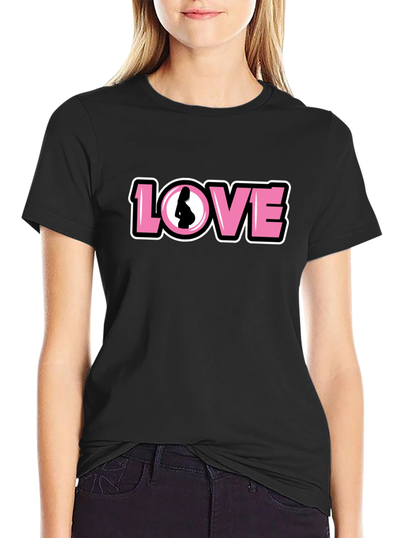 Love Pregnancy T-Shirt - Black Unisex Tee