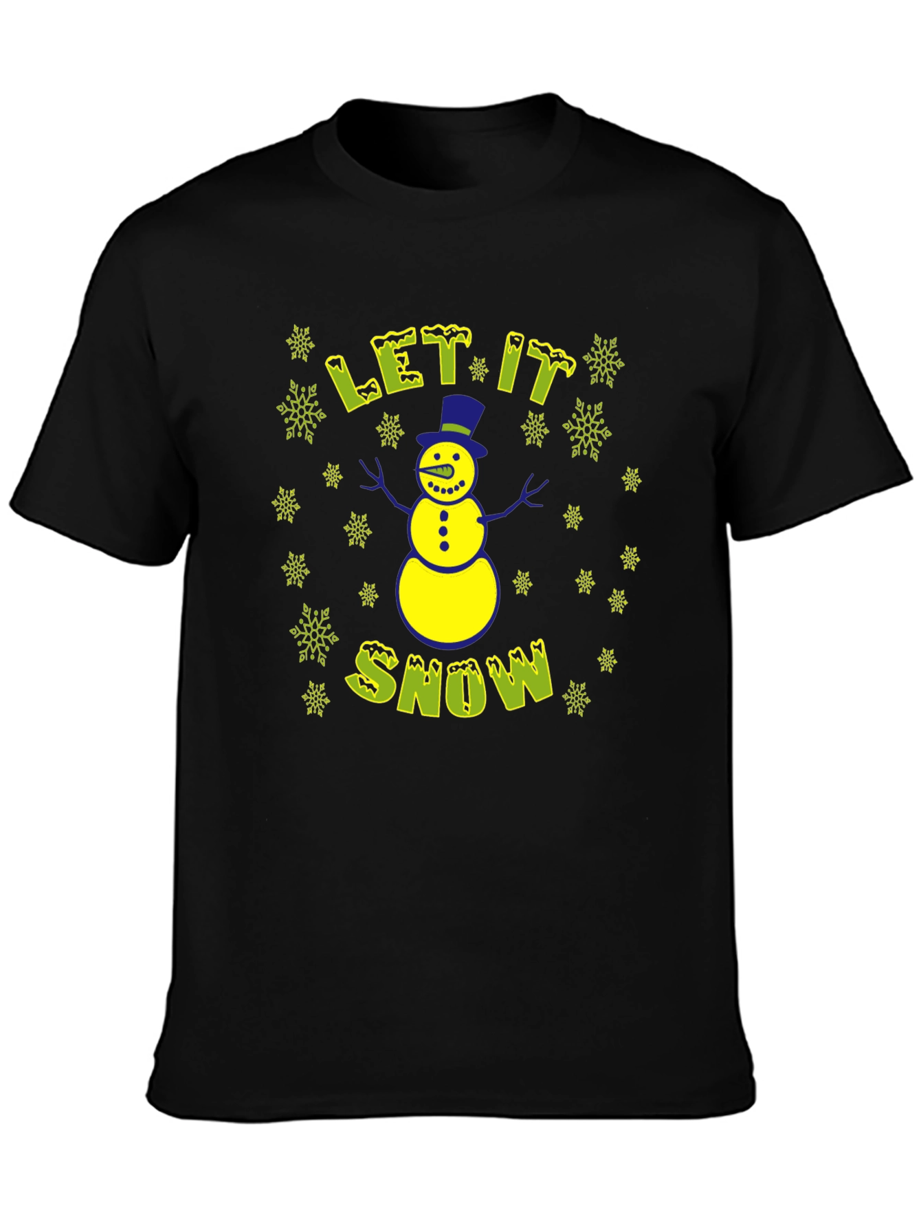 Let It Snow Mens Black Christmas T-Shirt