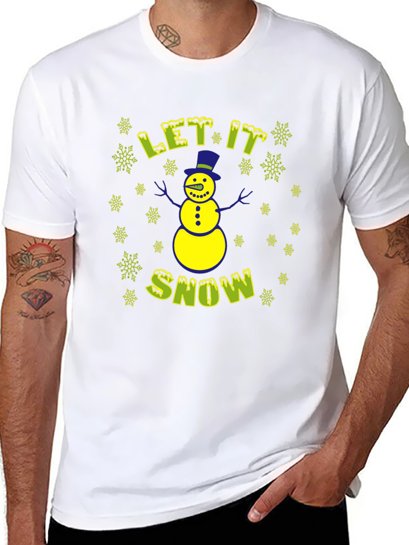 Let It Snow Mens Black Christmas T-Shirt