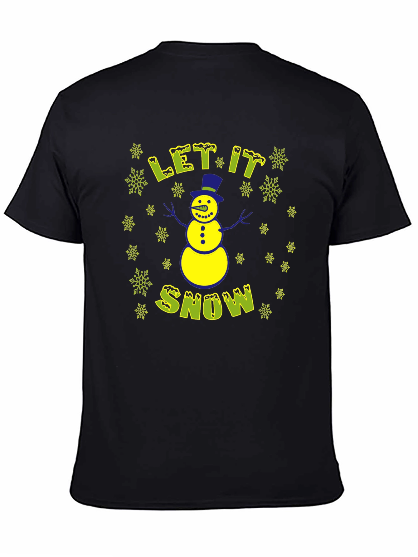 Let It Snow Mens Black Christmas T-Shirt