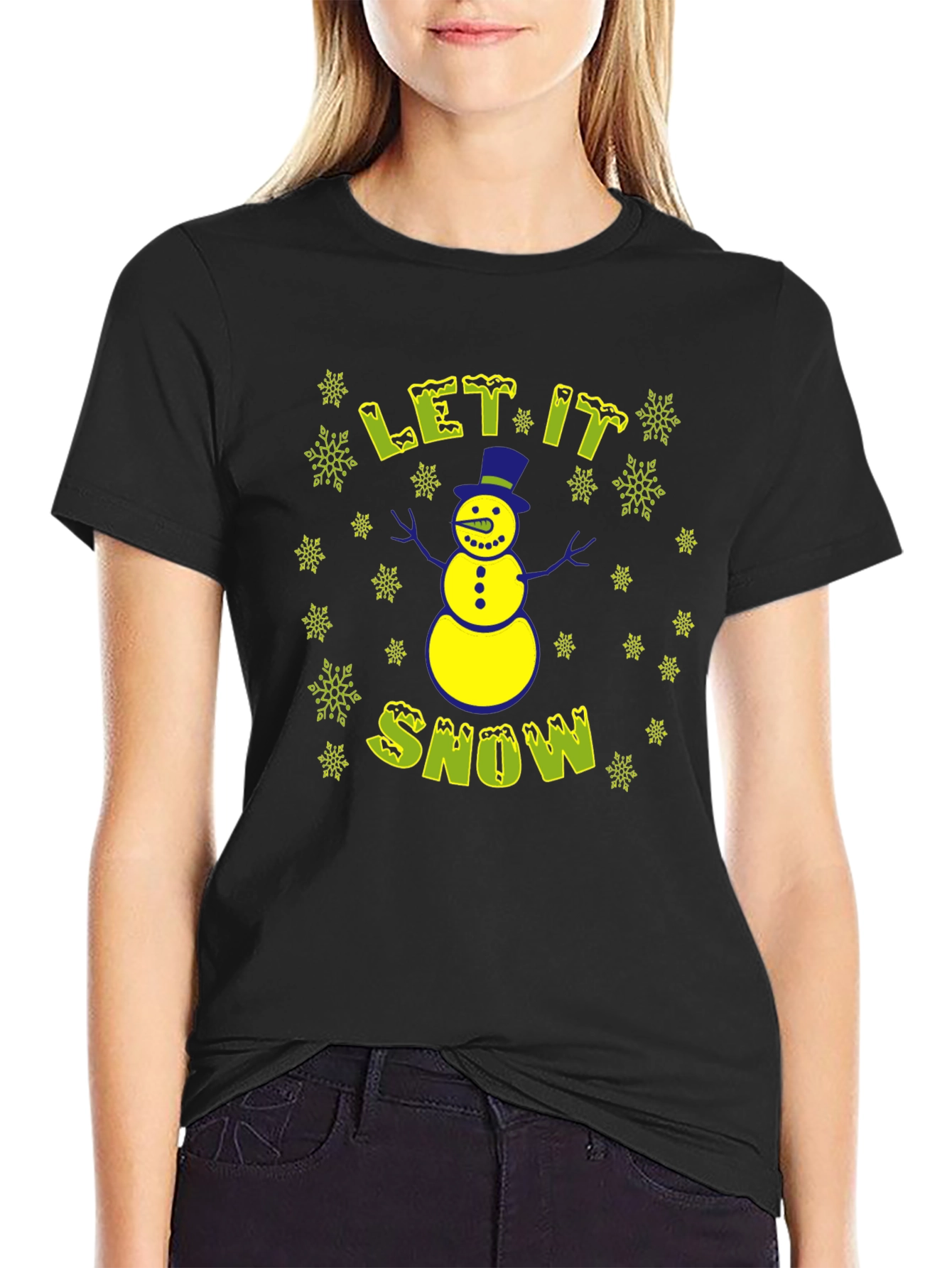 Let It Snow Mens Black Christmas T-Shirt