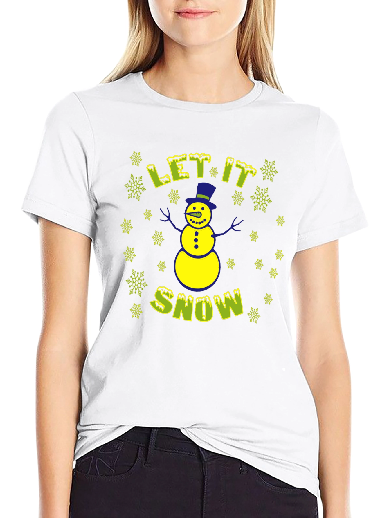 Let It Snow Mens Black Christmas T-Shirt