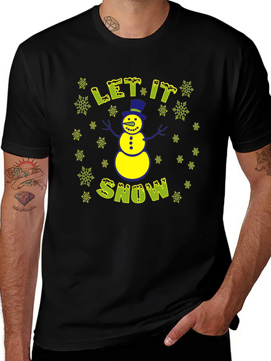 Let It Snow Mens Black Christmas T-Shirt