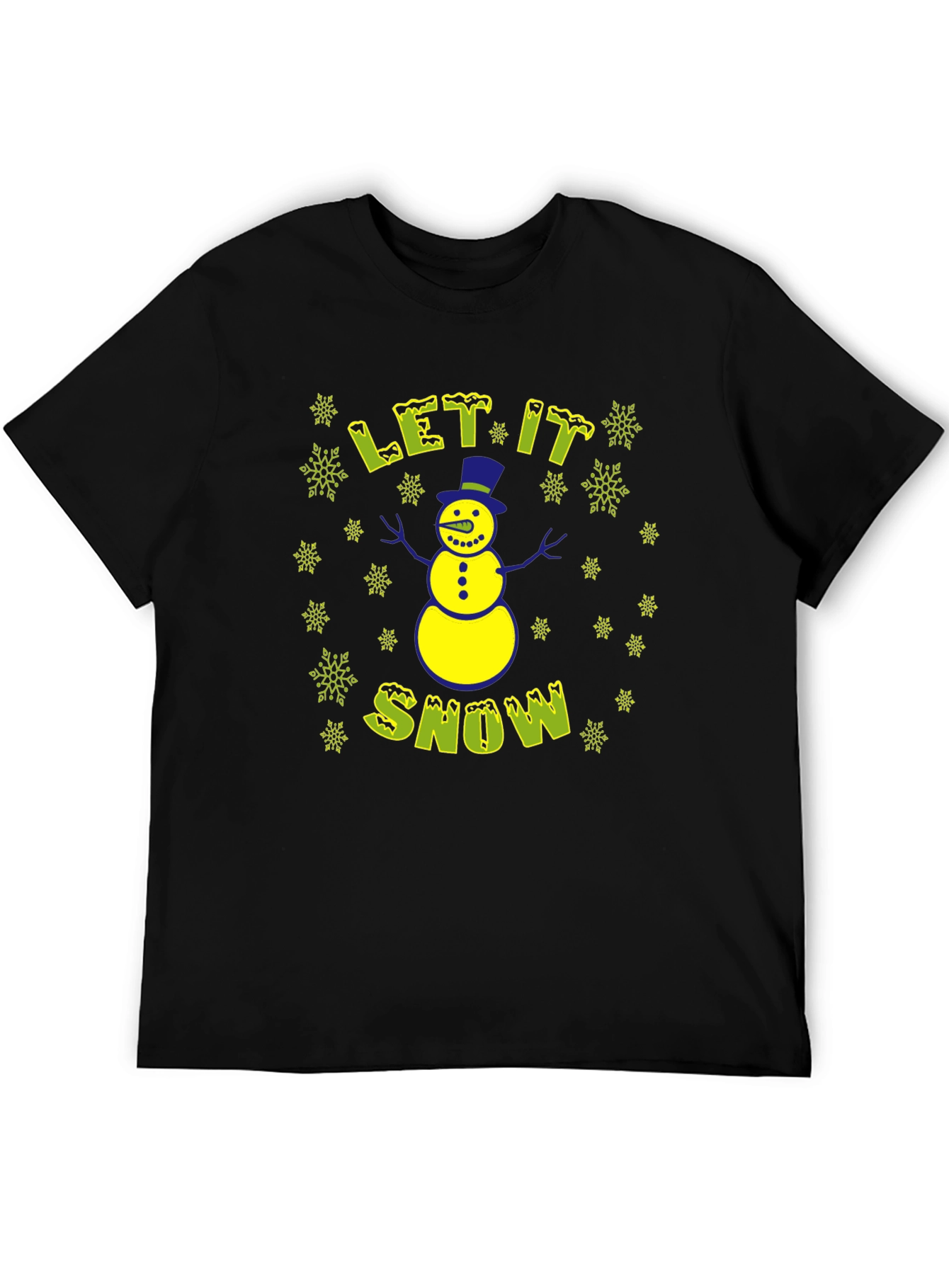 Let It Snow Mens Black Christmas T-Shirt