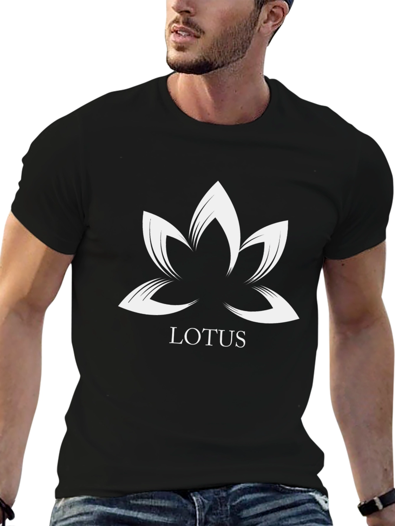 Lotus Graphic Print Black T-Shirt