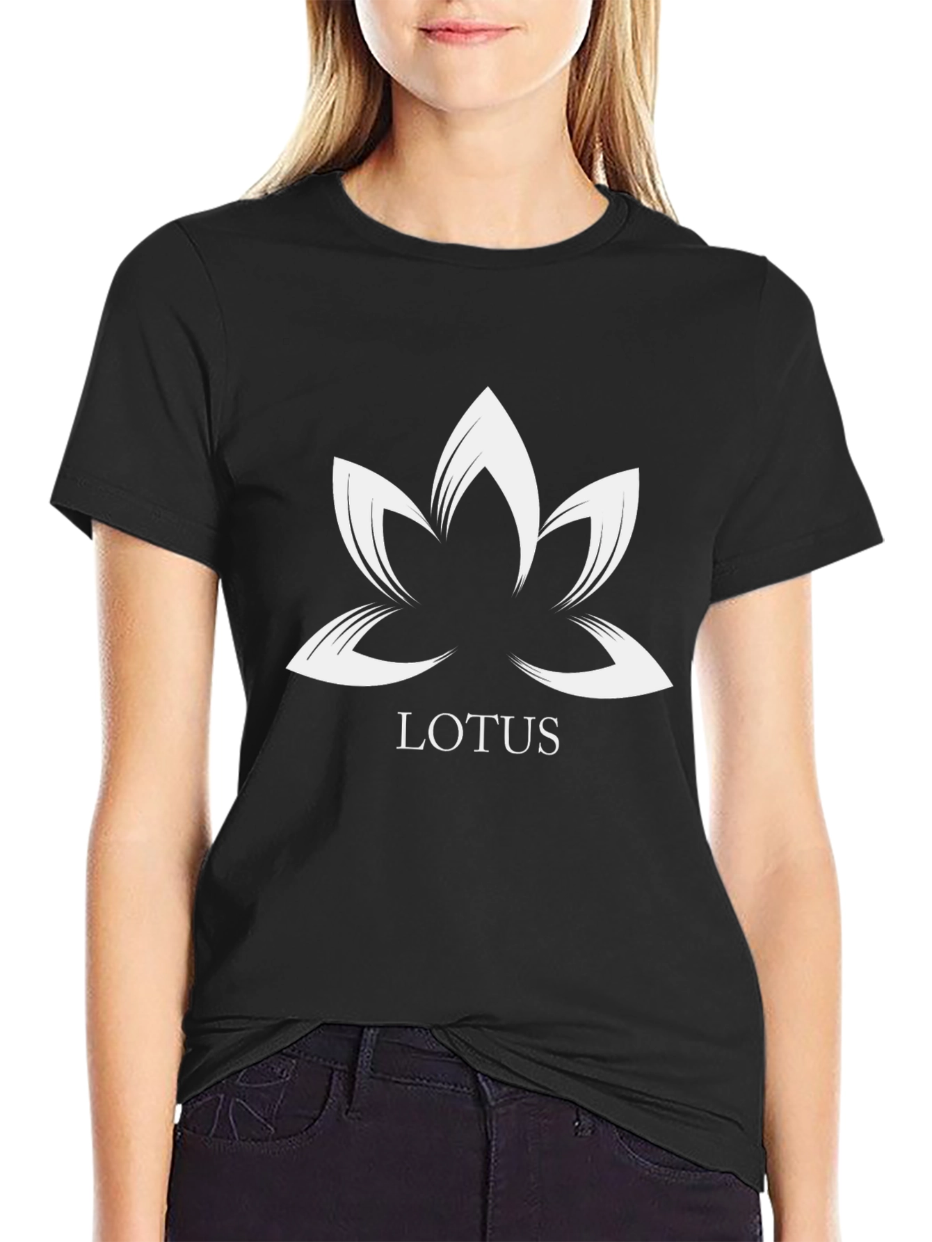 Lotus Graphic Print Black T-Shirt