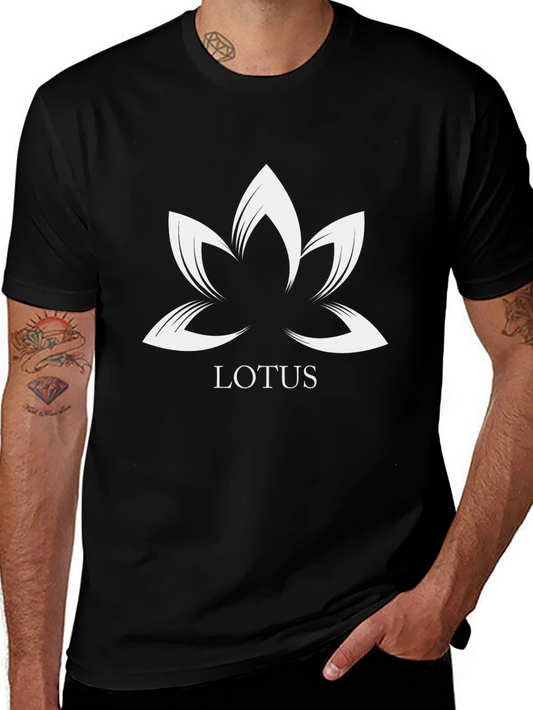 Lotus Graphic Print Black T-Shirt