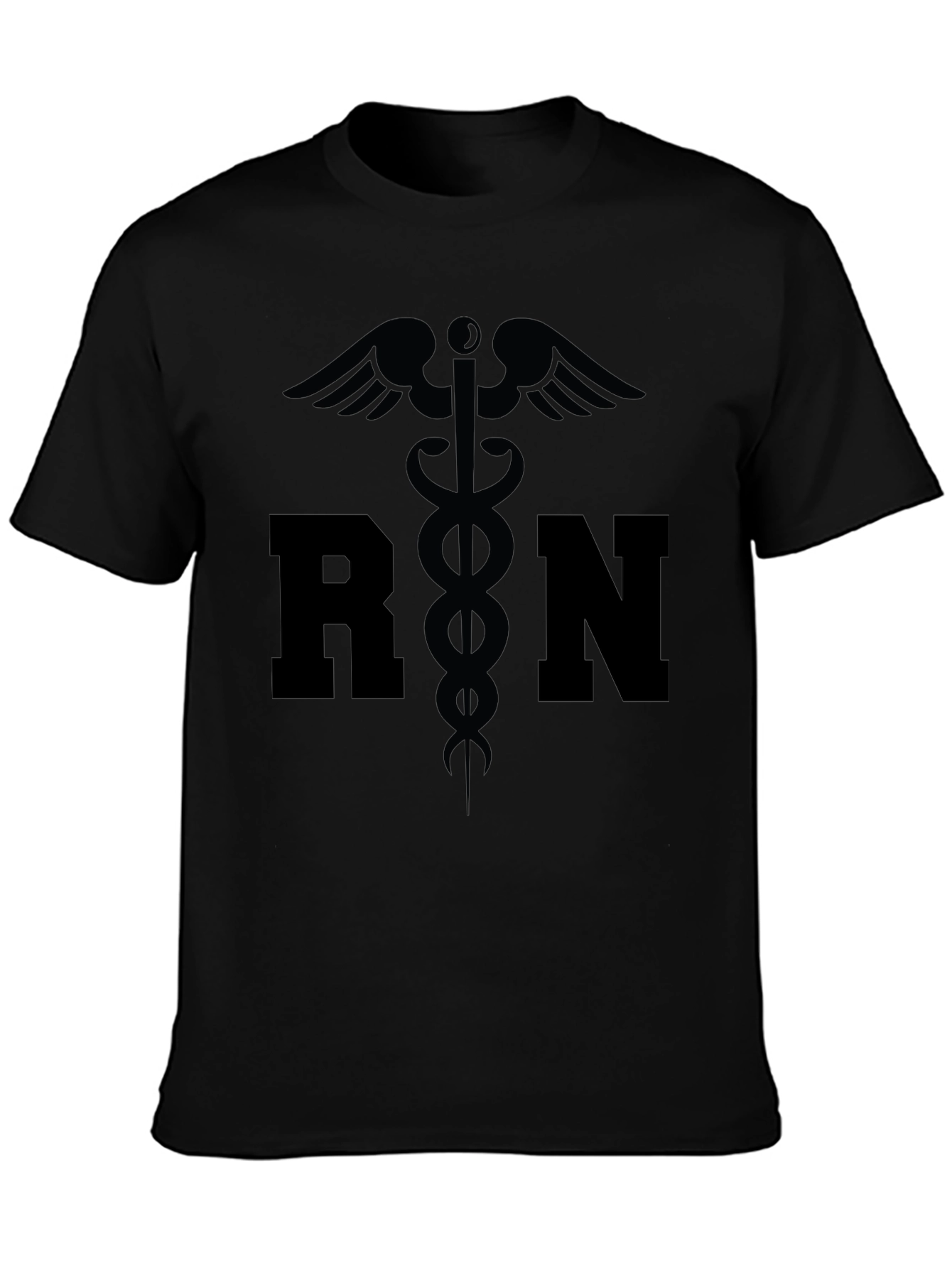 RN Caduceus Symbol Black Graphic T-Shirt